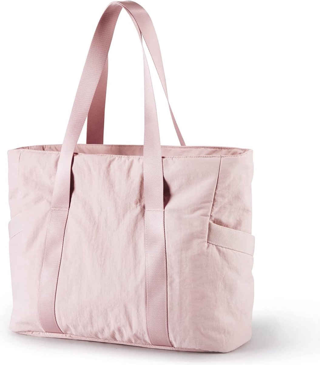 Women's Handbags - Women's Shopper Bag with Zipper - Large Shoulder Bag / Women's Handbag - School Bag - Shoulder Bag - Laptop Bag - Women's Bag - Handbag - Shopper - Weekend Bag - Shopping Bag - Beach Bag - Yoga / Fitness / Travel - Pink - Image 1