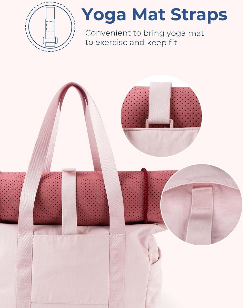 Women's Handbags - Women's Shopper Bag with Zipper - Large Shoulder Bag / Women's Handbag - School Bag - Shoulder Bag - Laptop Bag - Women's Bag - Handbag - Shopper - Weekend Bag - Shopping Bag - Beach Bag - Yoga / Fitness / Travel - Pink - Image 5