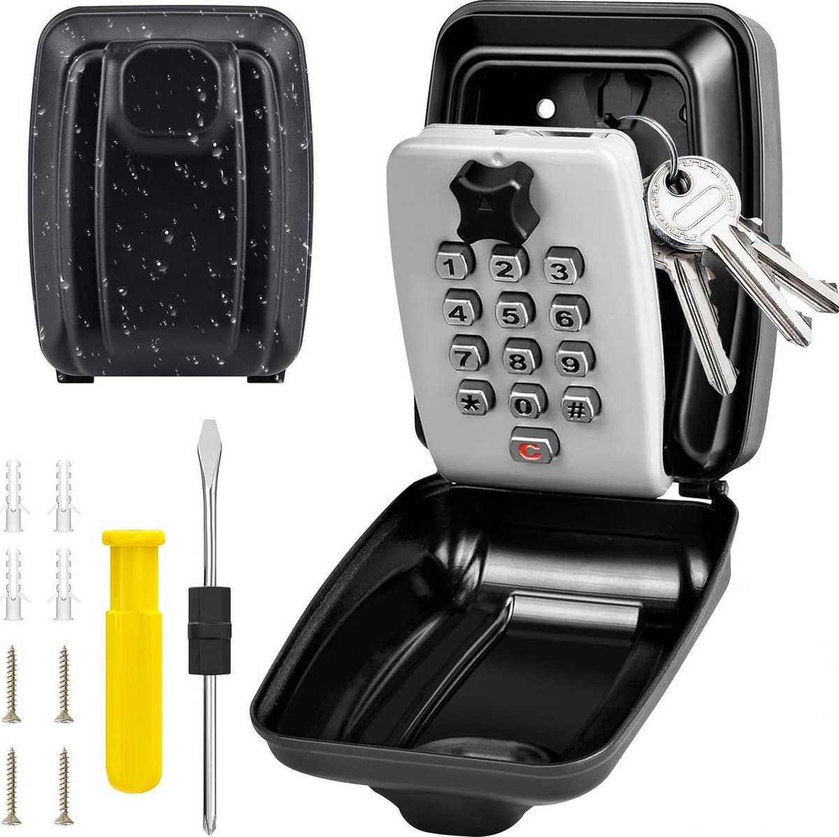 Waterproof Secure Key Box - Wall-Mounted Key Box - Indoor & Outdoor Key Safe - Secure Wall-Mounted Key Box - Combination Lock - Share Access to Your Keys in Complete Safety - Stainless Steel - Image 1