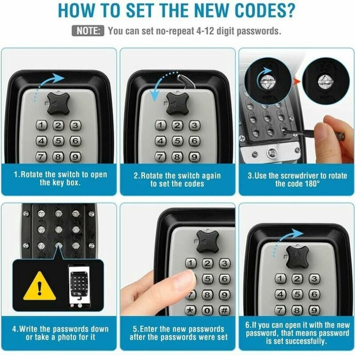 Waterproof Secure Key Box - Wall-Mounted Key Box - Indoor & Outdoor Key Safe - Secure Wall-Mounted Key Box - Combination Lock - Share Access to Your Keys in Complete Safety - Stainless Steel - Image 4