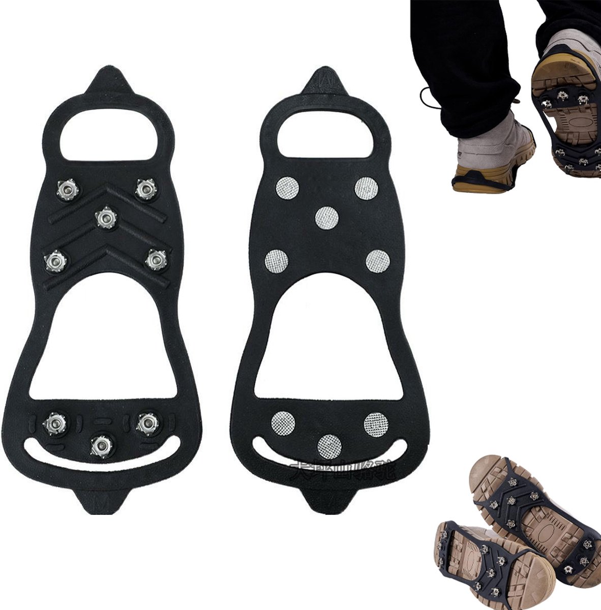 Shoe Covers - Crampons - Anti-slip - Crampons for Hiking Boots - Shoe Spikes - Crampons - For Women or Men - Black - Size 41-46 - Image 1