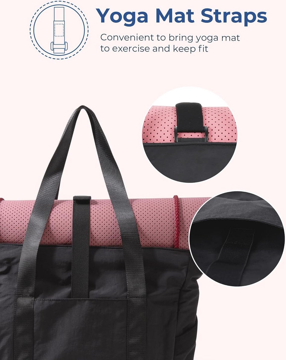 Women's Handbags - Women's Shopper Bag with Zipper - Large Shoulder Bag / Women's Handbag - School Bag - Shoulder Bag - Laptop Bag - Women's Bag - Handbag - Shopper - Weekend Bag - Shopping Bag - Beach Bag - Yoga / Fitness / Travel - Black - Image 5