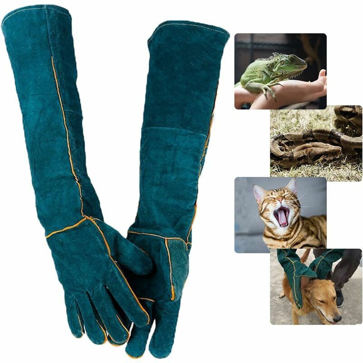 Pet Protection Gloves - Anti-bite - Abrasion-resistant - Insulated - Anti-scratch - Thickened - Anti-slip - Supple Leather - Pet Glove - 60cm - Heavy Duty Glove - Work Glove - Five-finger Gloves - Welding Gloves - Image 1