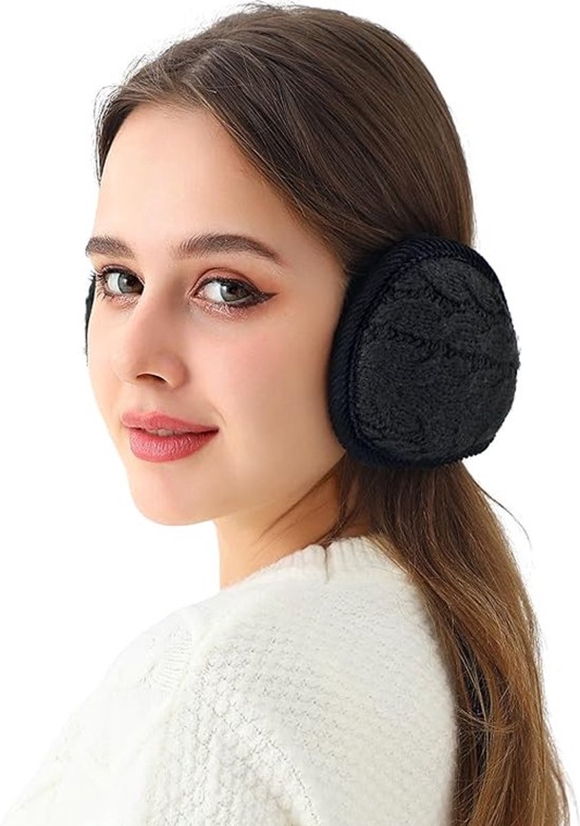 Warm Ear Warmers - Ear Warmer - Classic Winter Ear Warmers - Fleece Ear Warmers - Wraparound Sturdy Soft Comfortable Plush - Fleece Headband - Ear Warmer Hat - Sports Headband Hairband - Cycling Walking Winter Sports - Unisex - Women / Men - Black - Image 3