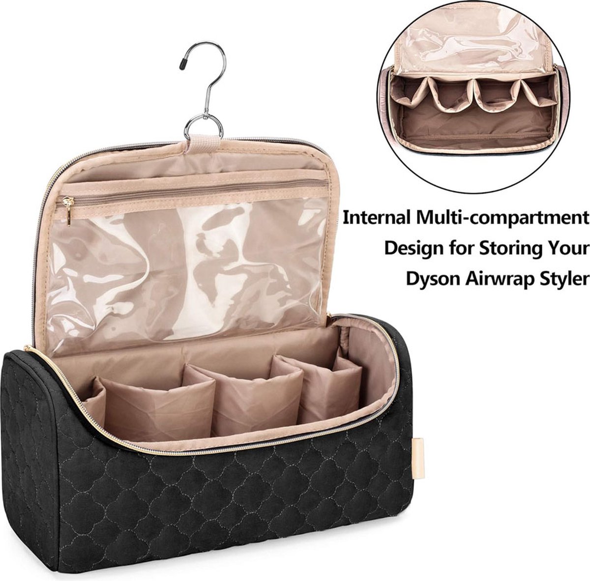Travel Case Suitable for Dyson Hair Dryer - Hair Styler Storage Pouch - Straightener Attachment Travel Bag - With Compartments for Dyson Accessories - Hair Curler Accessories - Women's Toiletry Bag - Storage Bag - Travel Bag - Travel Pouch - Organizer - B - Image 3