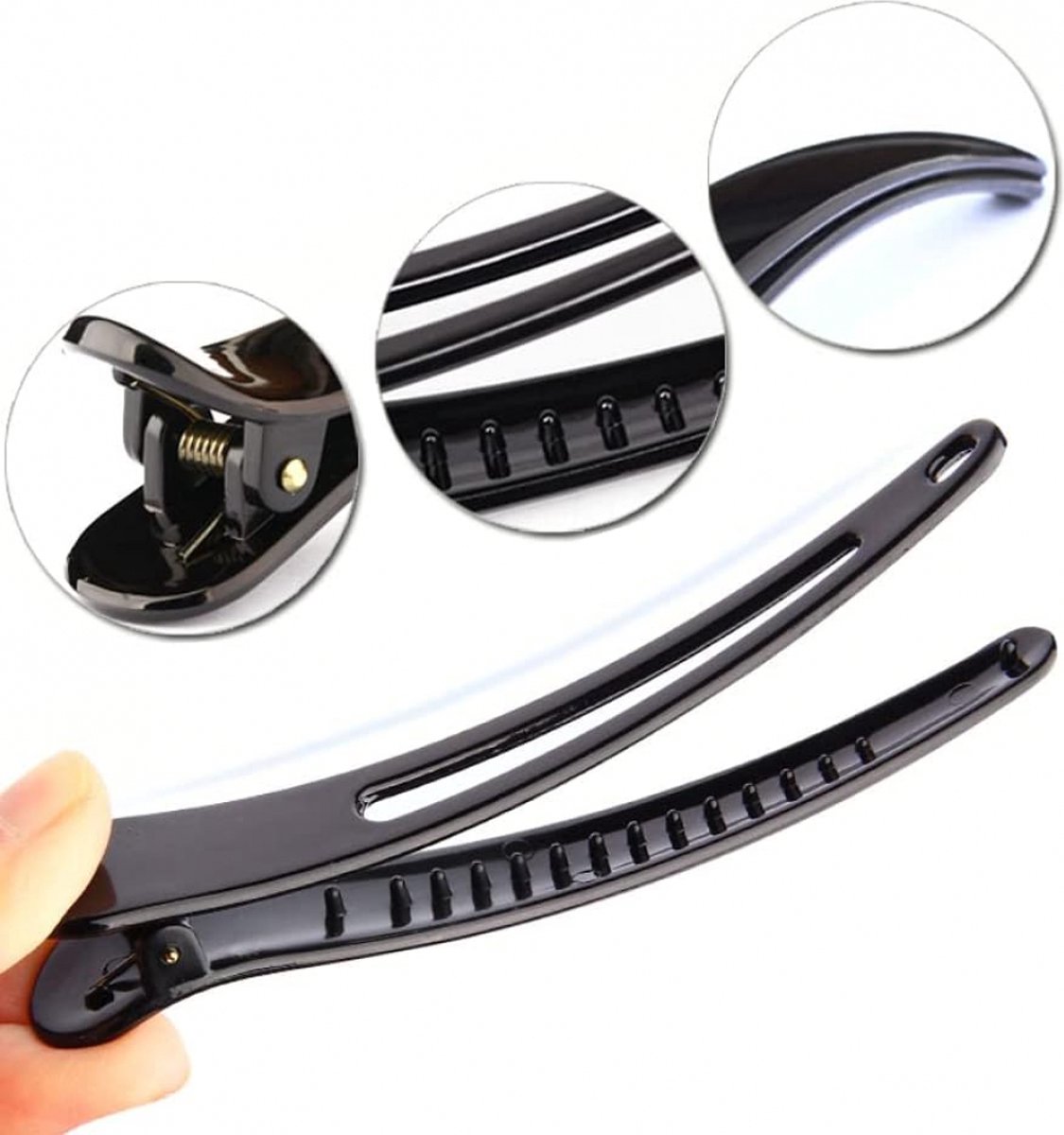 Hairdresser Hair Clips - 12 Pieces - Hair Clip - Sturdy Flat-Nose Hair Clip - Professional Hairdresser Hair Clips - Sectioning Clip - Hair Clips - Hair Pin - Hairdresser Hair Tools - Clips - Clips - Clamp - Black Clamps - Image 2