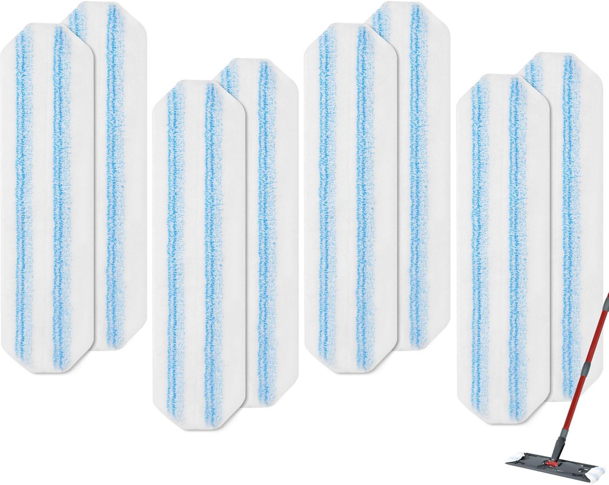 8-Pack - Microfiber mop pad replacement suitable for O Cedar H2pro mop system - Mop head replacement suitable for O-Cedar/Vileda H2pro - Machine washable, Reusable pad replacement - For Deep Cleaning - Image 1