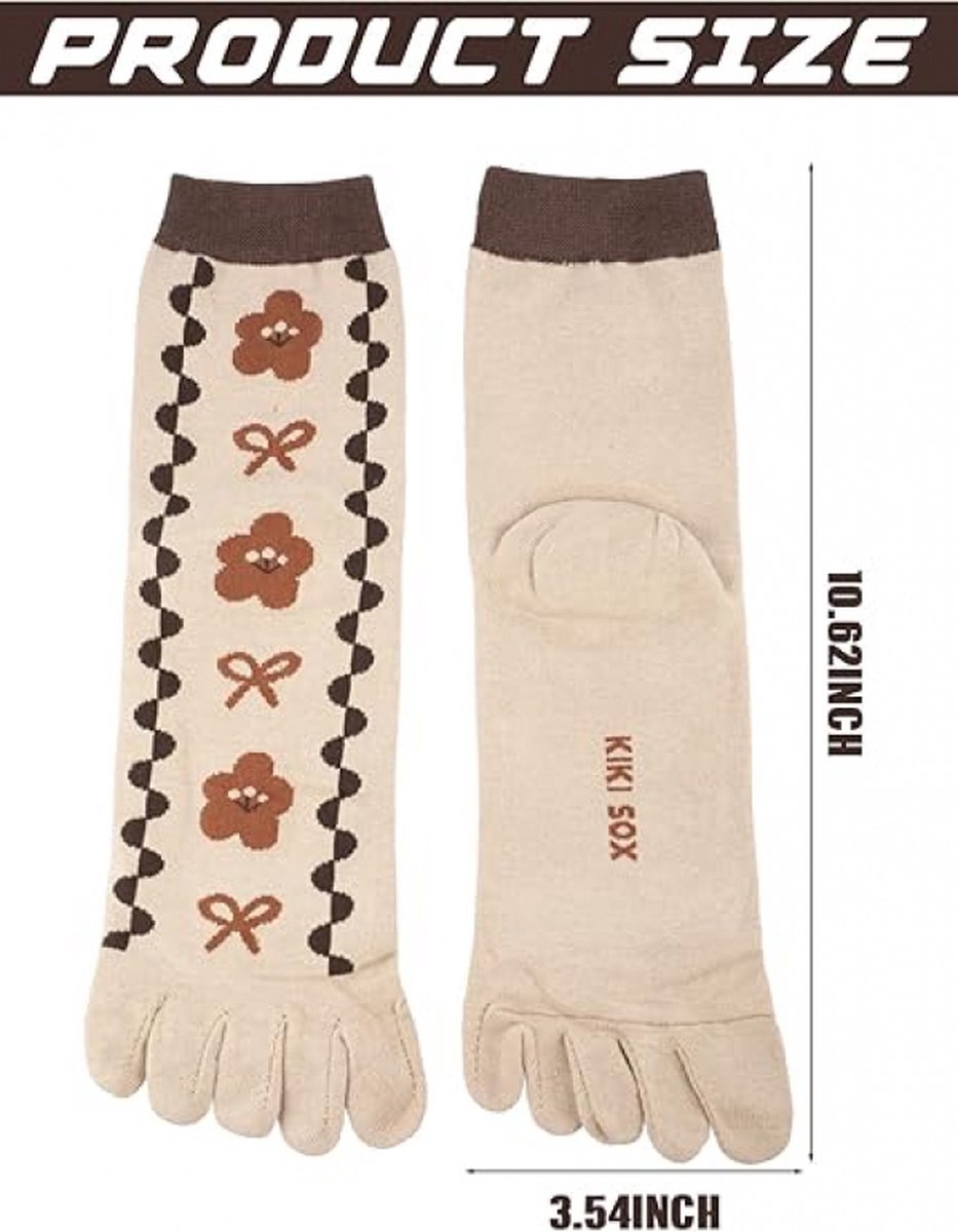 Toe Socks - Women's - Toe Socks - 6 Pairs - Cotton - Yoga Socks - Smooth Toe Seam - No Annoying Seams - Toe Socks - Toesocks - Ladies - Runner Toe Socks - Sneaker Socks - Antibacterial - Breathable - Elasticity - Comfortable Socks - Image 2