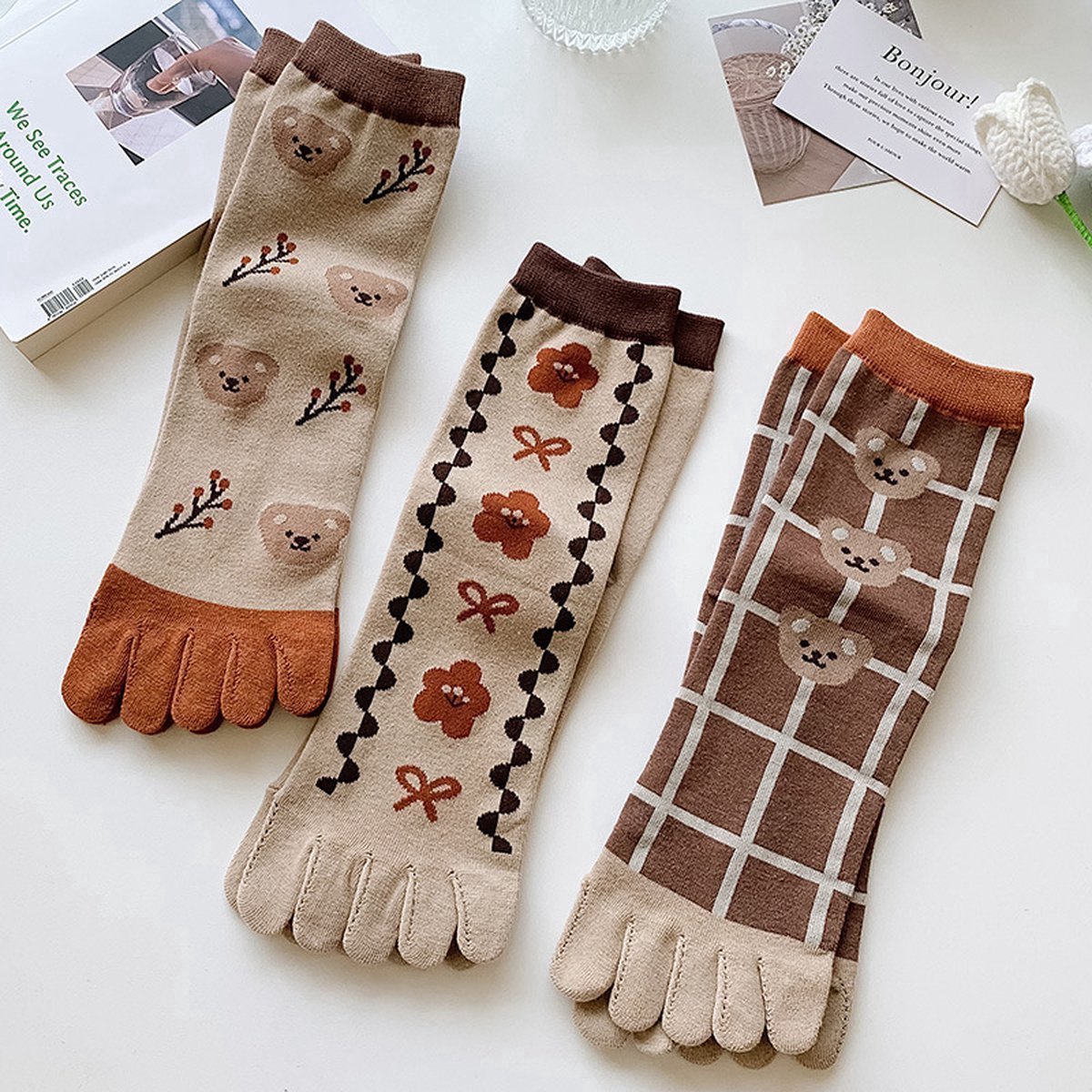 Toe Socks - Women's - Toe Socks - 6 Pairs - Cotton - Yoga Socks - Smooth Toe Seam - No Annoying Seams - Toe Socks - Toesocks - Ladies - Runner Toe Socks - Sneaker Socks - Antibacterial - Breathable - Elasticity - Comfortable Socks - Image 3