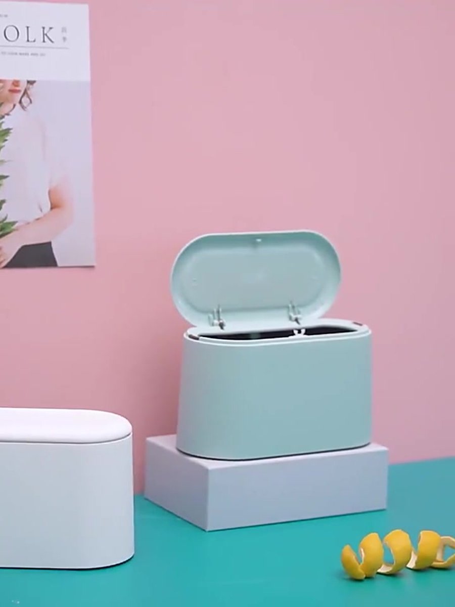 Trash Can - Small Trash Can with Sensor - Sturdy - Countertop Waste Bin - Mini Trash Can - Desktop - Tabletop Waste Bin - Plastic Trash Can - Bathroom Waste Bin - Recycling Waste Bin - Car Trash Can - White - Office Waste Bins - Home / Office - Image 3