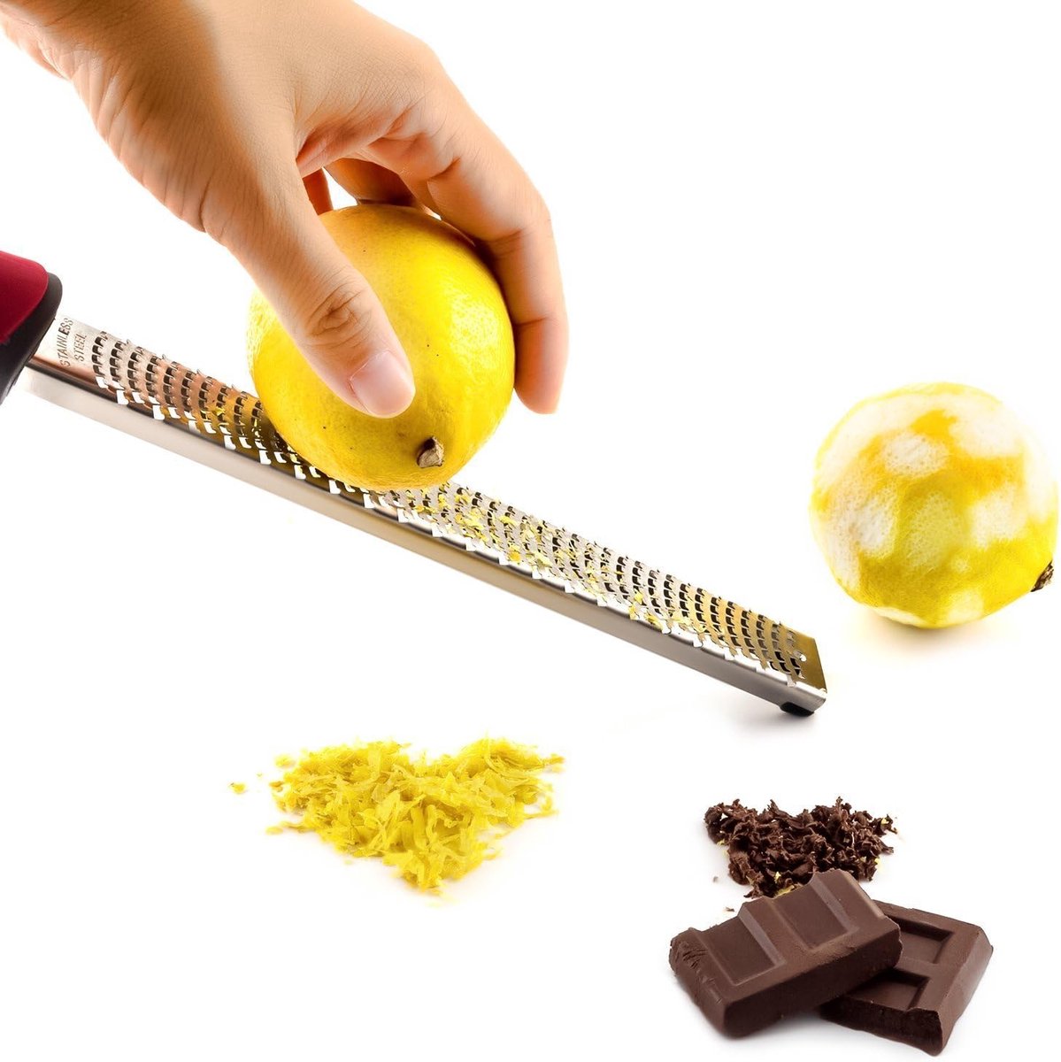 Grater - Professional zester - Fast and efficient Lemon grater - Multifunctional Long hand grater - Cheese grater - Ginger grater - Garlic grater - Narrow long grater - Kitchen grater - ergonomic soft handle - High-quality stainless steel - Black - Image 1