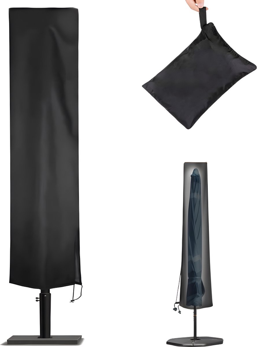 Parasol Cover - 190×50×30cm - Standing Parasol - Sturdy & Durable - Waterproof Parasol Cover 600D - With Zipper, Drawstring and Storage Pouch - Waterproof / Dustproof / Weatherproof - Black - For Cantilever Parasol and Standing Parasol - Image 1