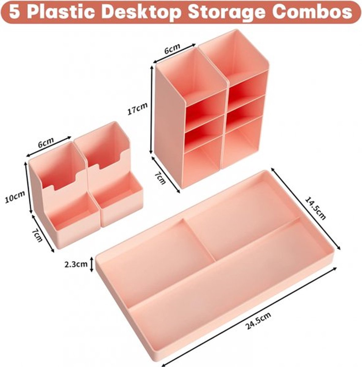 Pen Tray - 13 Compartments - Pen Holder - Desk Organizer - Pen Trays - Desk Organizer - Pen Case - Plastic - Removable - Storage System - Letter Tray - Desk Accessories - Pink - Image 2