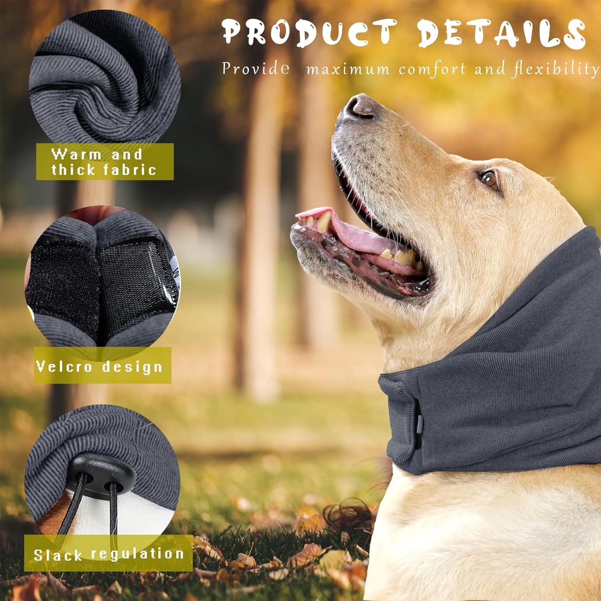 L - Noise-Reducing Ear Protectors for Dogs - Dog Ear Protector - Ear Protector for Dogs - Dog Ear Protector - Dog Ear Protection - Pet Cone - Noise-Dampening Dog Headband - Noise-Reducing Dog Ear Warmer - Keep Warm - Adjustable - Image 3