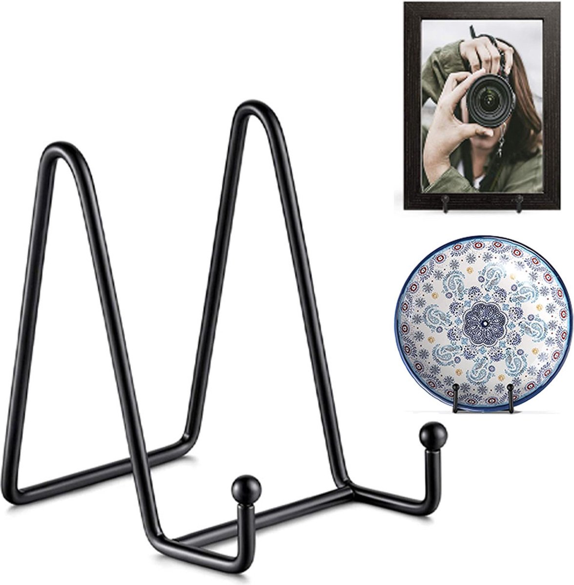 Plate Stand - Plate Rack - Plate Holder - Plate Display - 6 inch - Stand - Holder - Support - Rack - Hanger - Decorative Plates - Plates and Books - Cookbook - For Decorative Plates - Not Easily Deformed - Durable - Black - Metal - Image 1