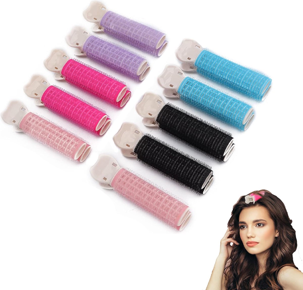 Volume Clips - 10 Pieces - Hair Clips - Hair Rollers - Heatless Curls - Curls Without Heat - Adhesive Rollers - Fixing Clip - Rollers - Curlers - Self-Adhesive - Heatless Curls - Volume Clips - For All Hair Types - No Damage to the Hair - Image 1
