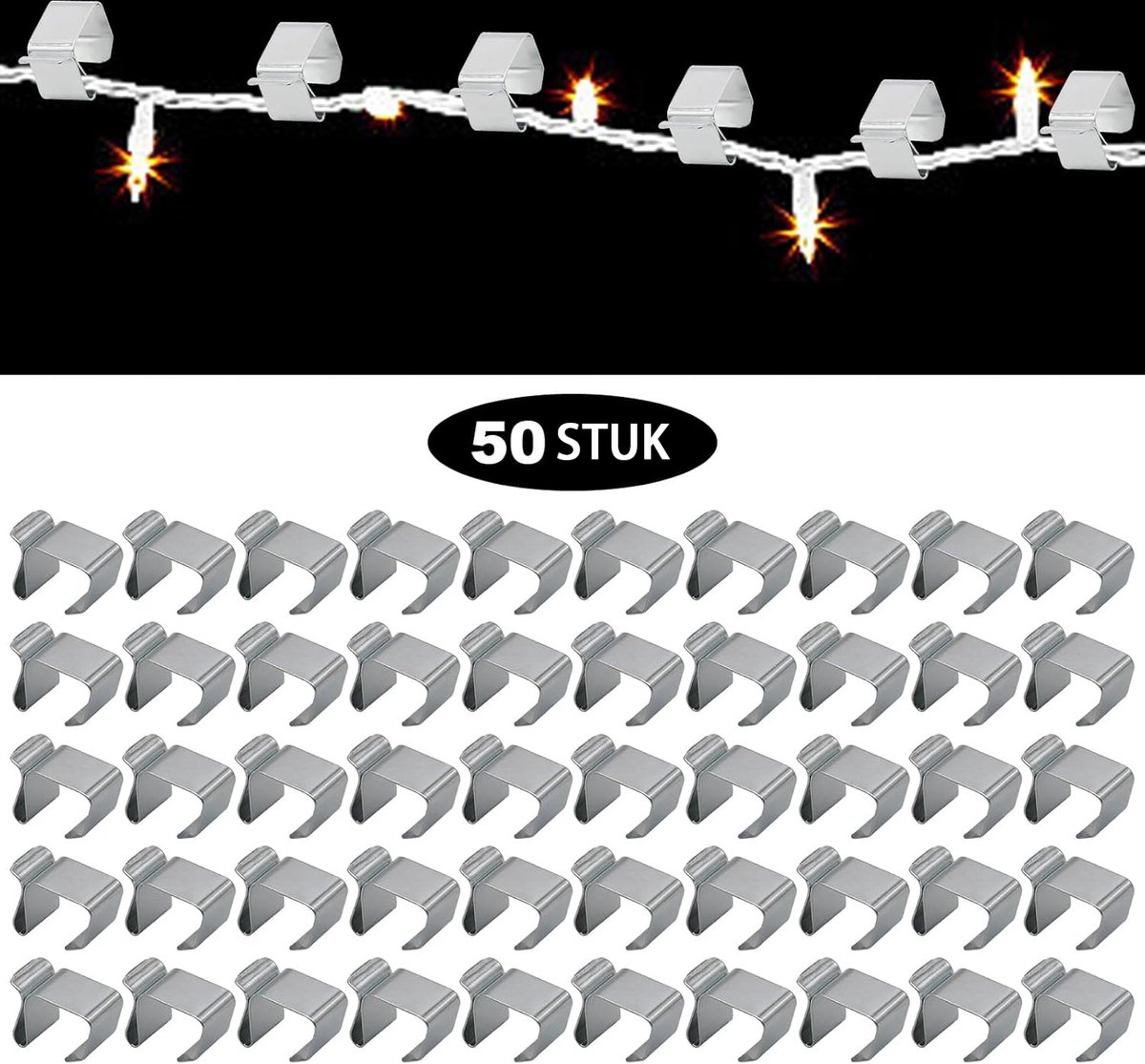 50 Pieces - Christmas Lights Gutter Hooks - Christmas Lights Roof Hooks - Christmas Lights Clips - Christmas Lights Gutter Hangers Seasonal Lighting Hooks For Outdoors For Christmas Lights Kitchen - Stainless Steel Clamp Metal Cable Clamp - Cable Clips - - Image 3