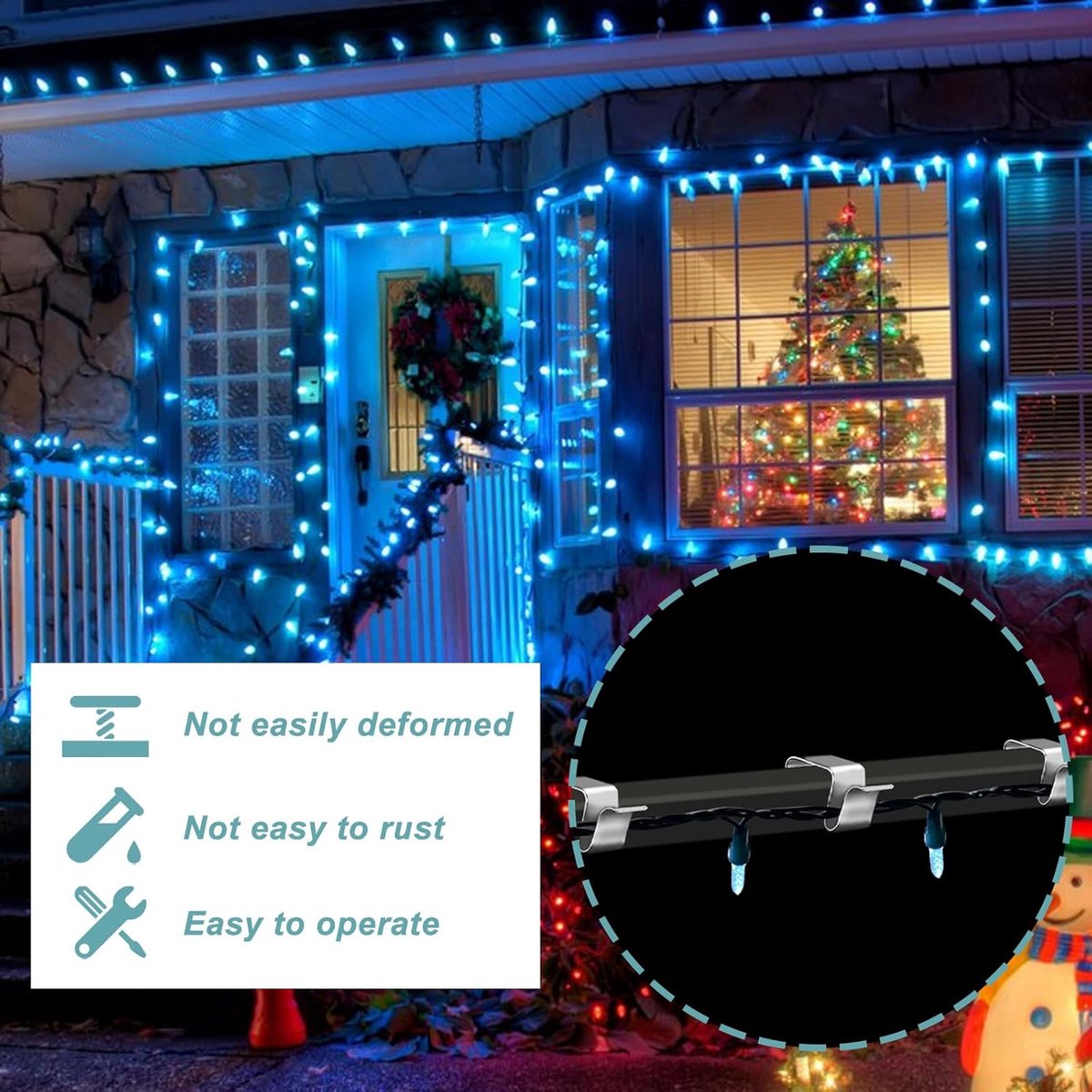 50 Pieces - Christmas Lights Gutter Hooks - Christmas Lights Roof Hooks - Christmas Lights Clips - Christmas Lights Gutter Hangers Seasonal Lighting Hooks For Outdoors For Christmas Lights Kitchen - Stainless Steel Clamp Metal Cable Clamp - Cable Clips - - Image 5
