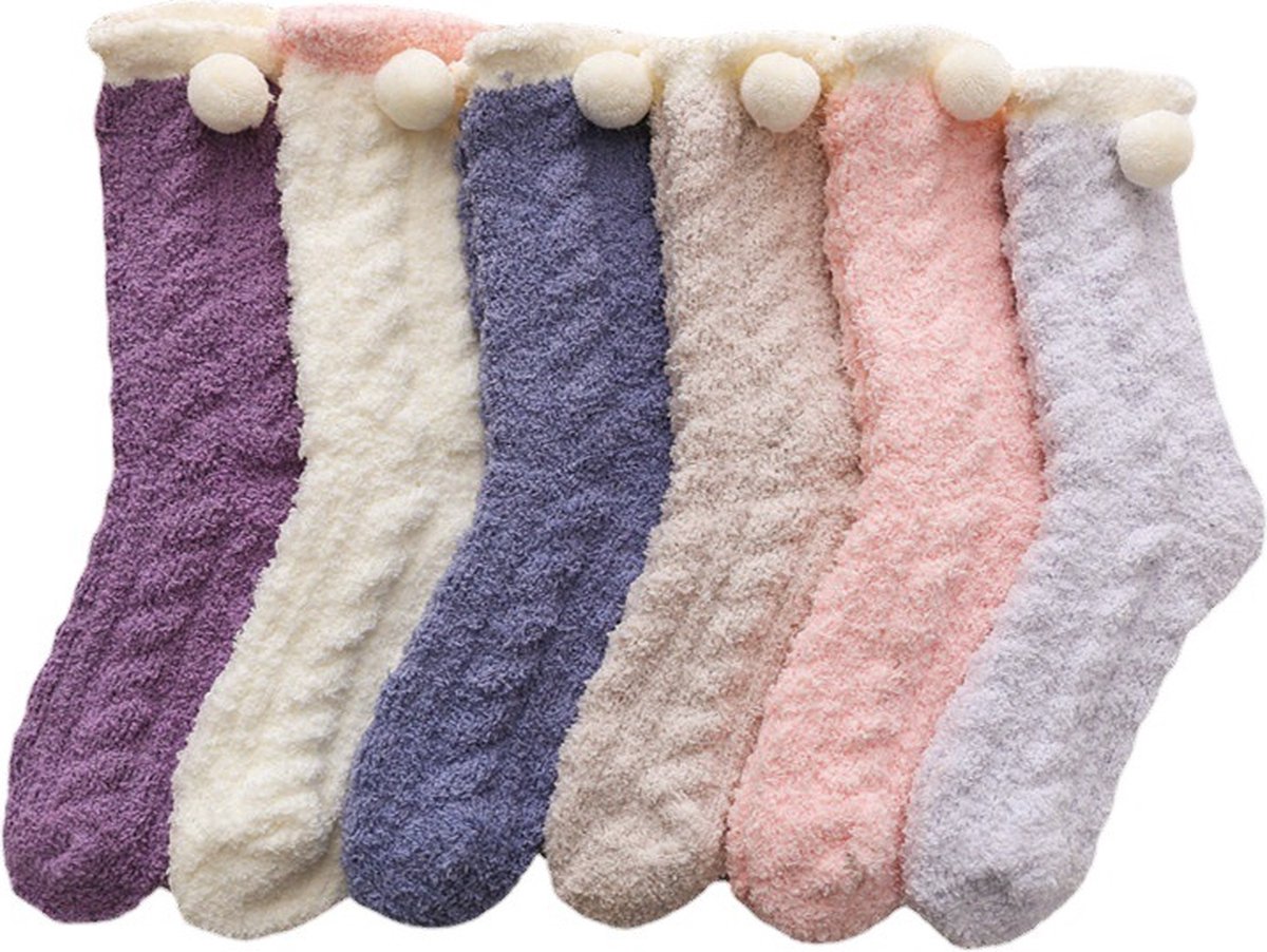 House Socks - 6 Pairs - Women's House Socks - Anti-Slip Socks - Fleece Socks - Thick Socks - One Size - 35-40 - Thick - Bed Socks - Fluffy Socks - Heated Socks - Lined Socks - Winter Socks - Gift Idea - Image 1