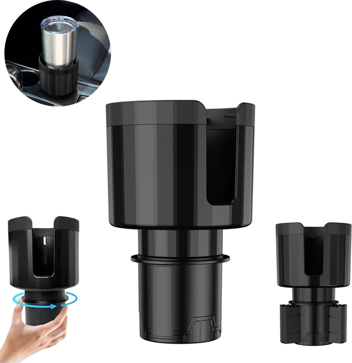 Car Cup Holder - Adjustable Cup Holder - Universal - Coffee Holder - Drink Holder - Soft Drink Holder - Large Drink Bottle Holder - Can Holder - Cupholder - Max 10.5 Cm Diameter - Expandable Base - Interior Accessories - Image 1