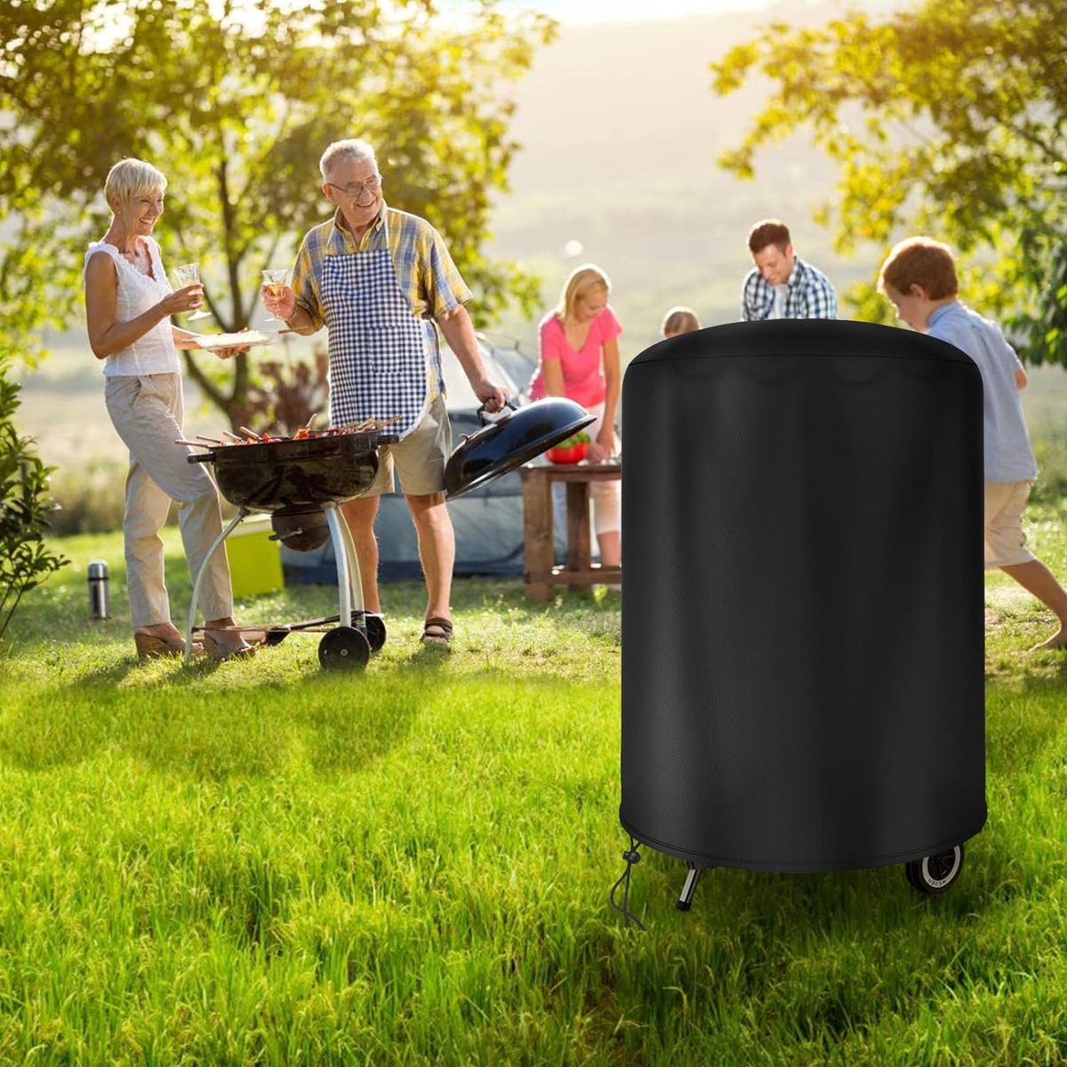 BBQ Cover - Barbecue Protective Cover - 70x70 cm - Round BBQ Cover - Waterproof - Universal Barbecue Cover - Outdoor Grill Cover - Round Barbecue - Waterproof UV Cover - Barbecue Cover - Oxford - Waterproof - Weatherproof - Cover - Image 3