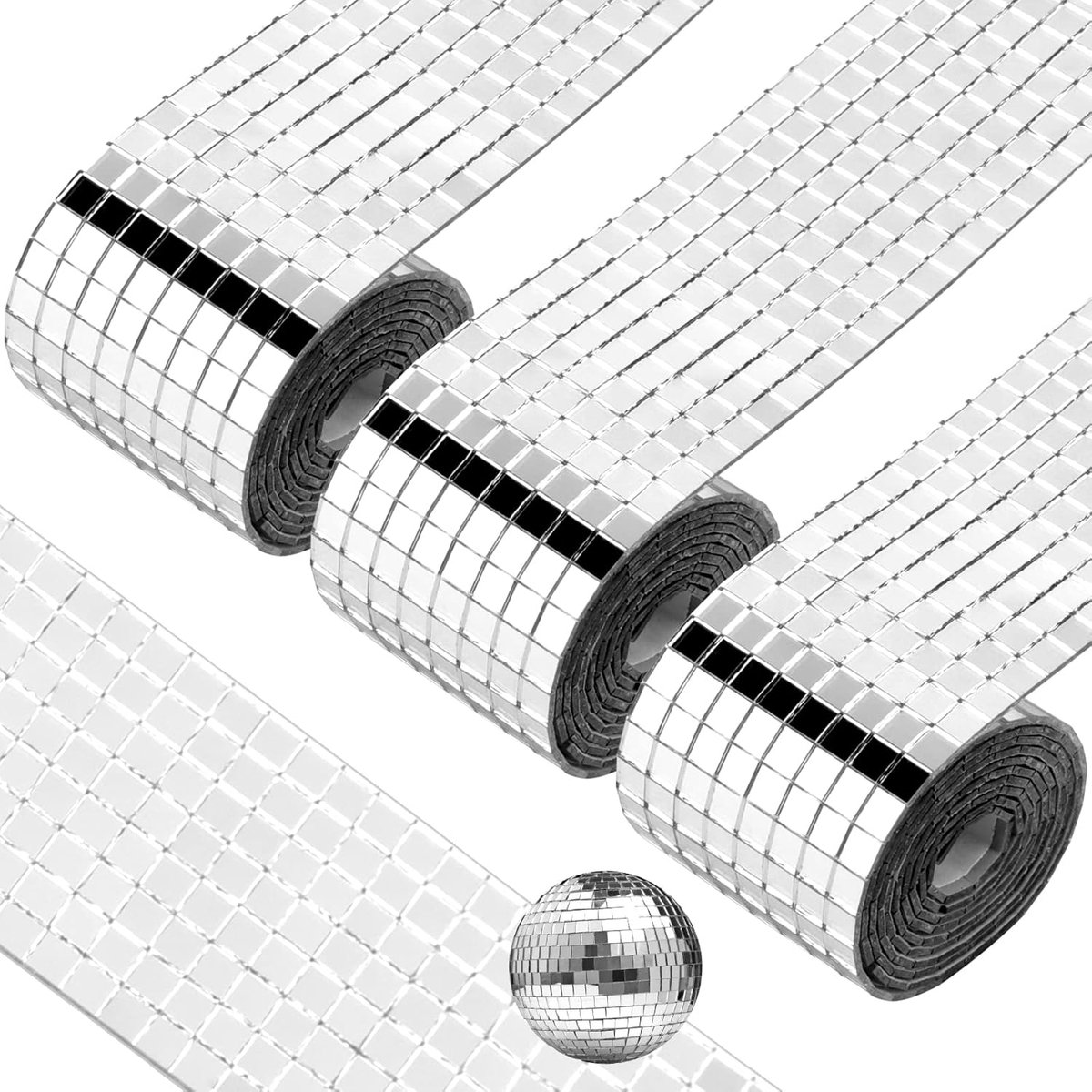 Self-Adhesive Mosaic Tiles - 3 Pieces - 10 x 10 mm - Mini Square Glass Mirror Stickers - Sticker for DIY Craft Decoration, Disco Ball, Mirror Tiles for Parties - Mosaic Self-Adhesive Tiles - Mosaic Sticker - Image 1