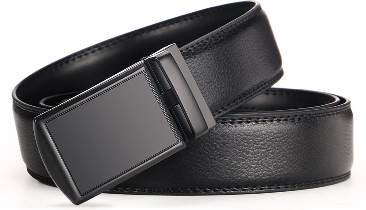 2 Pieces - Men's Belt - Leather Belt - Leather Belt - Shortenable - Adjustable - Automatic Buckle Belt - Trouser Belt - Cow Leather - No Holes - Men's Birthday Belt - Gift for Man - Gift for Men - 110-130cm - Black & Brown - Image 5