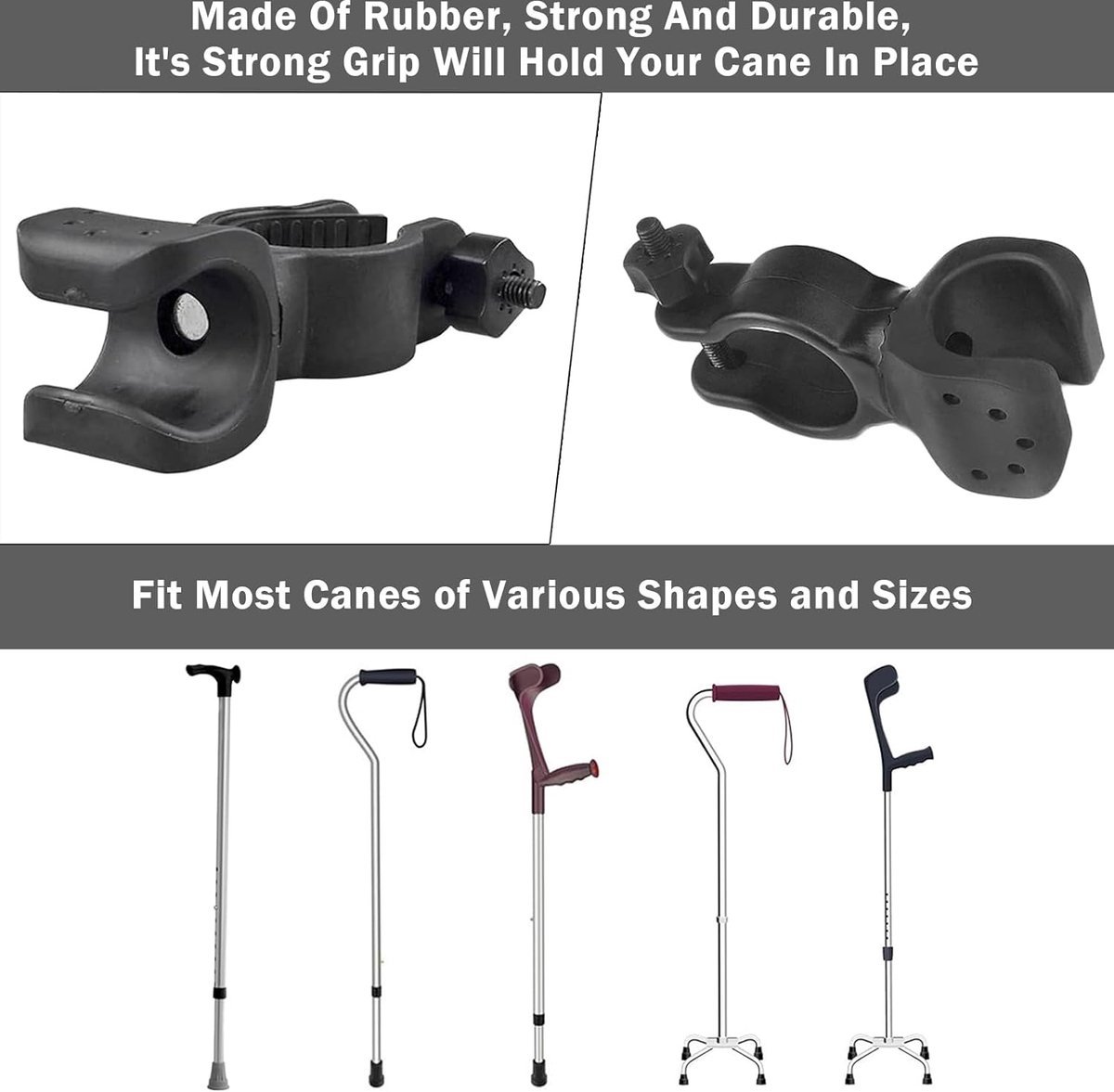Cane Holder - Crutch Holder - 4 Pieces - For Mobility Scooter Wheelchair Bicycle Rollator - Crutch Holder - Stick Holder - Walking Stick Holder - Universal Crutch Cane Bracket - For Crutches For Mobility Scooter, Assisted Rollator, Wheelchair, Electric Sc - Image 4