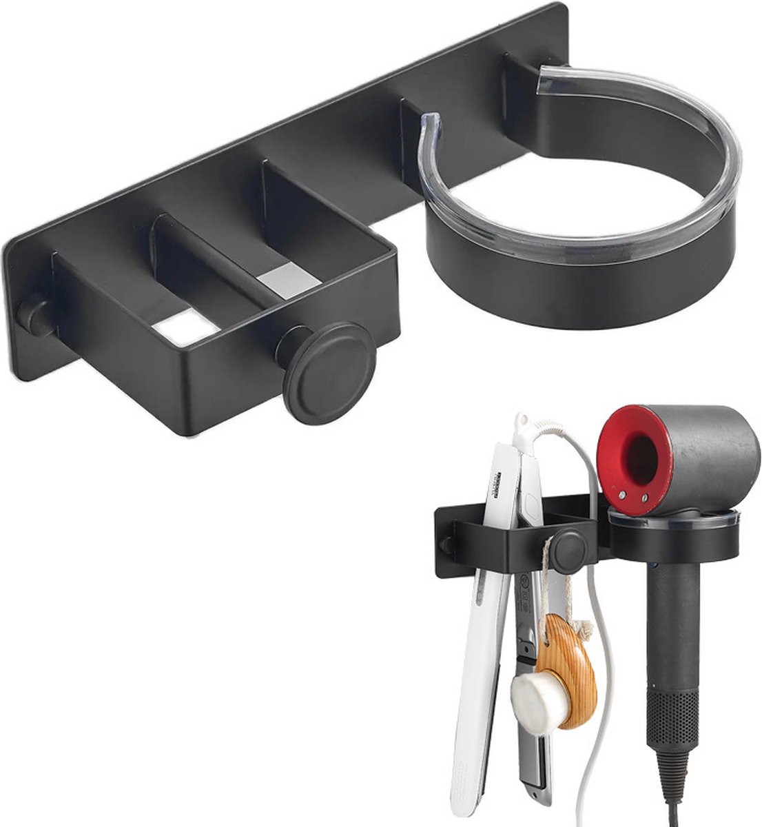 Hair Dryer Wall Bracket Holder - Hair Dryer - Hair Dryers - Hair Dryer Holders - Bathroom Hanging Rack - Hair Dryer Brush - Hair Dryer Holder - Wall Mount - Self-Adhesive - Universal - Hair Dryer - Wall Mount - For Hotel, Bathroom, Living Room, Barbershop - Image 1
