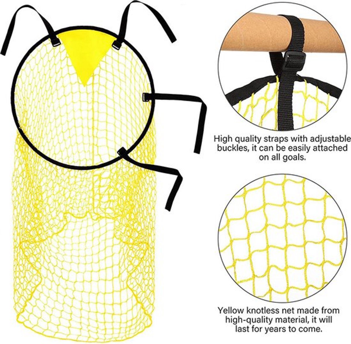 Cross Target with Ball Net - Football Training Equipment - Football Net - Football Goal - Football Kick Net with Adjustable Straps - Football Top Corner Goal Net Goals for Children - Shooting Accuracy Training Practice - Yellow - 1 Piece - Image 4