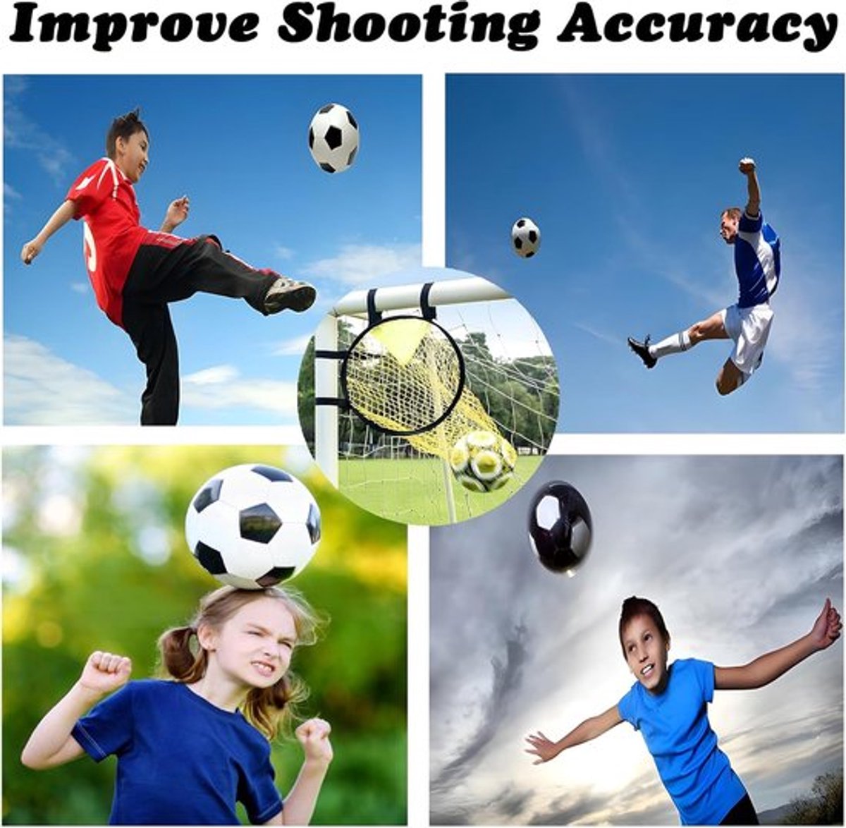 Cross Target with Ball Net - Football Training Equipment - Football Net - Football Goal - Football Kick Net with Adjustable Straps - Football Top Corner Goal Net Goals for Children - Shooting Accuracy Training Practice - Yellow - 1 Piece - Image 5