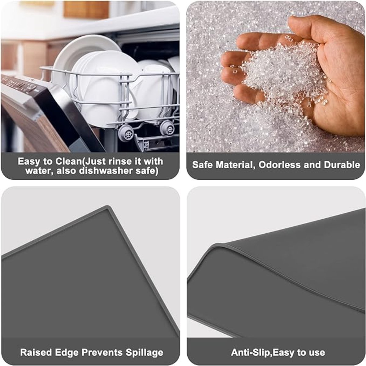 Silicone mat under coffee maker - 48x30cm - non-slip mat for coffee maker - barista accessories - grey - Image 3
