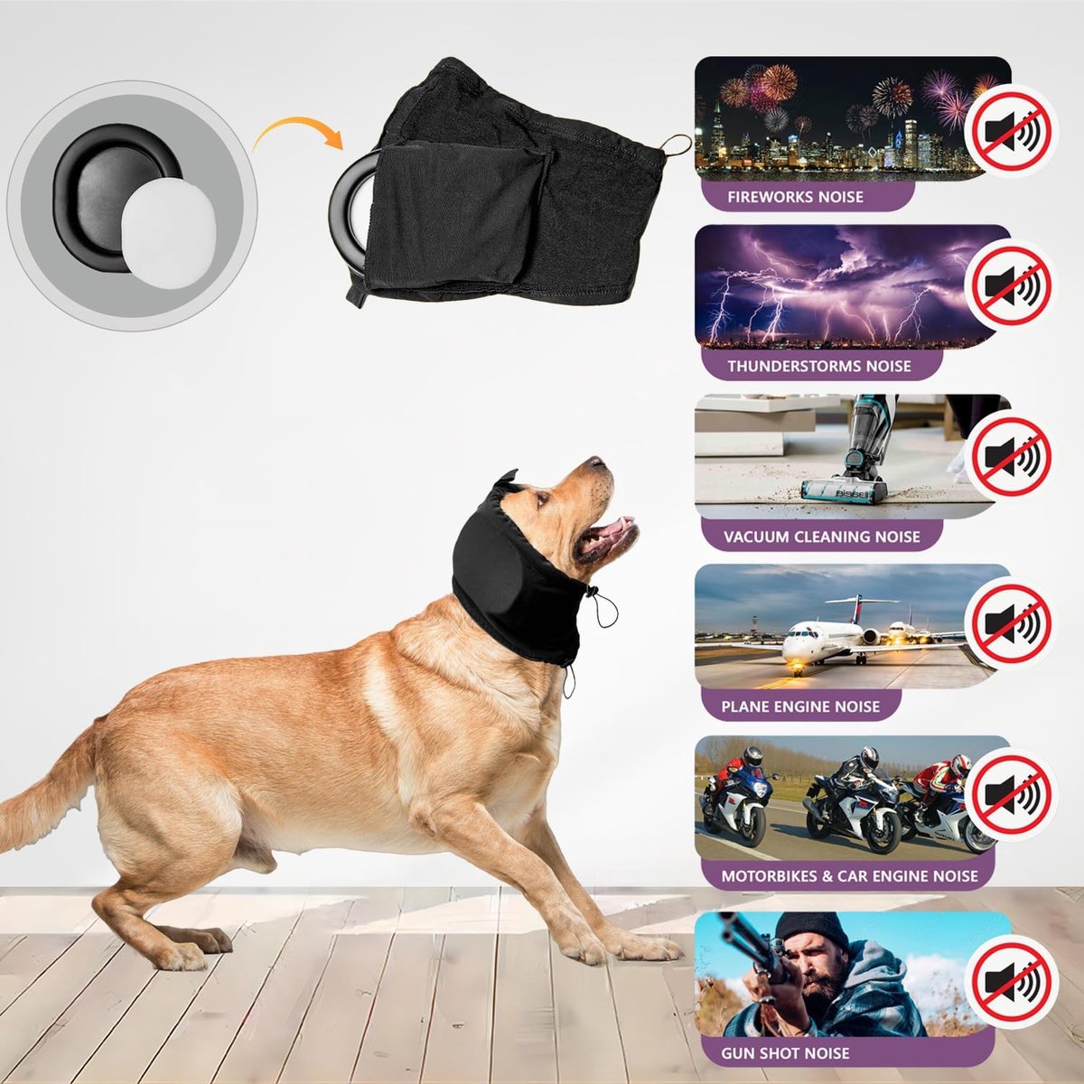 XL - Noise-Reducing Ear Protectors for Dogs - Dog Ear Protector - Ear Protector for Dogs - Dog Ear Protector - Hearing Protection for Pets - Pet Cone - Noise-Dampening Dog Headband - Noise-Reducing Dog Ear Warmer - Blue - Image 2