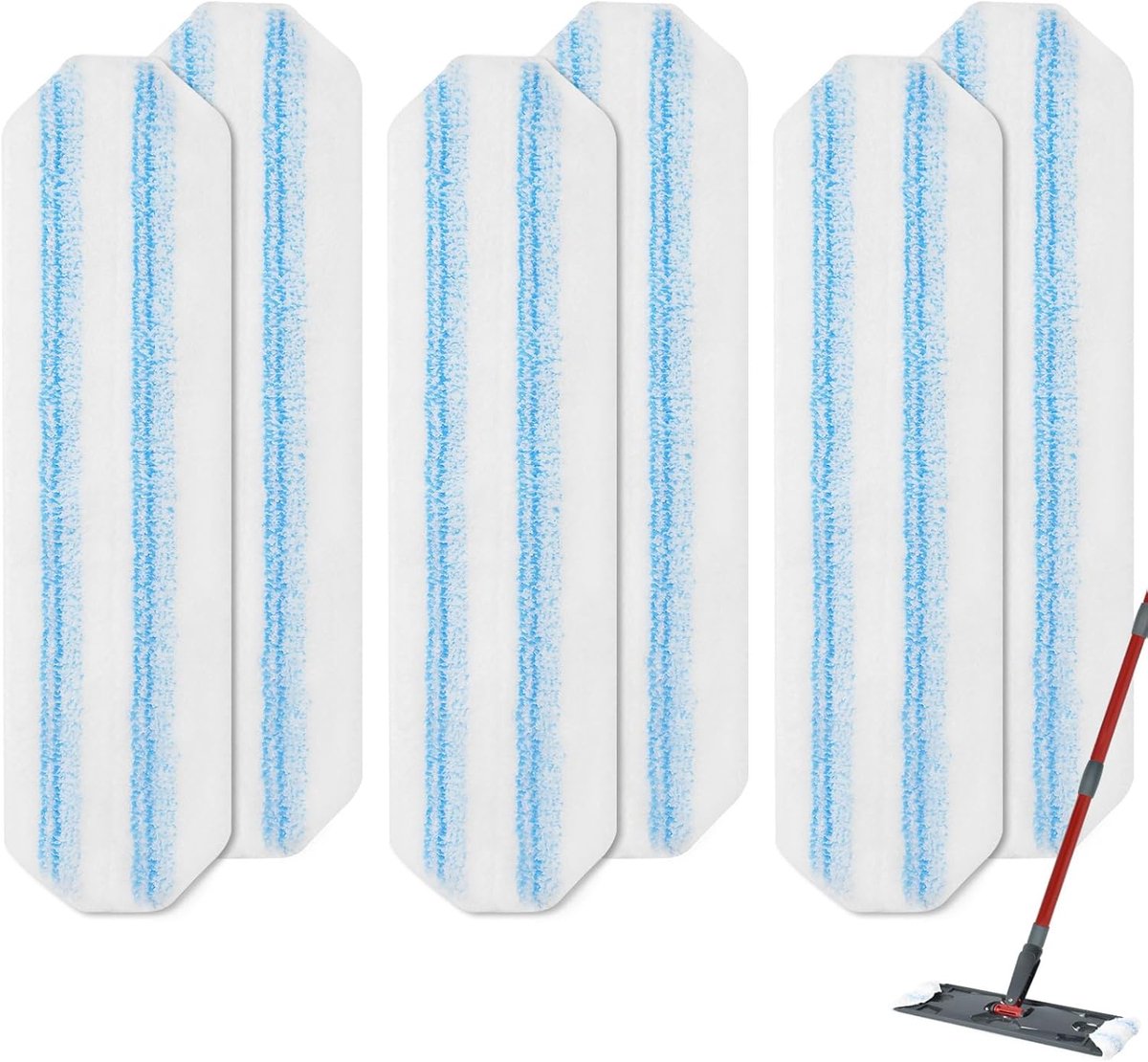 6-Pack - Microfiber mop pad replacement suitable for O Cedar H2pro mop system - Mop head replacement suitable for O-Cedar/Vileda H2pro - Machine washable, Reusable pad replacement - For Deep Cleaning - Image 1