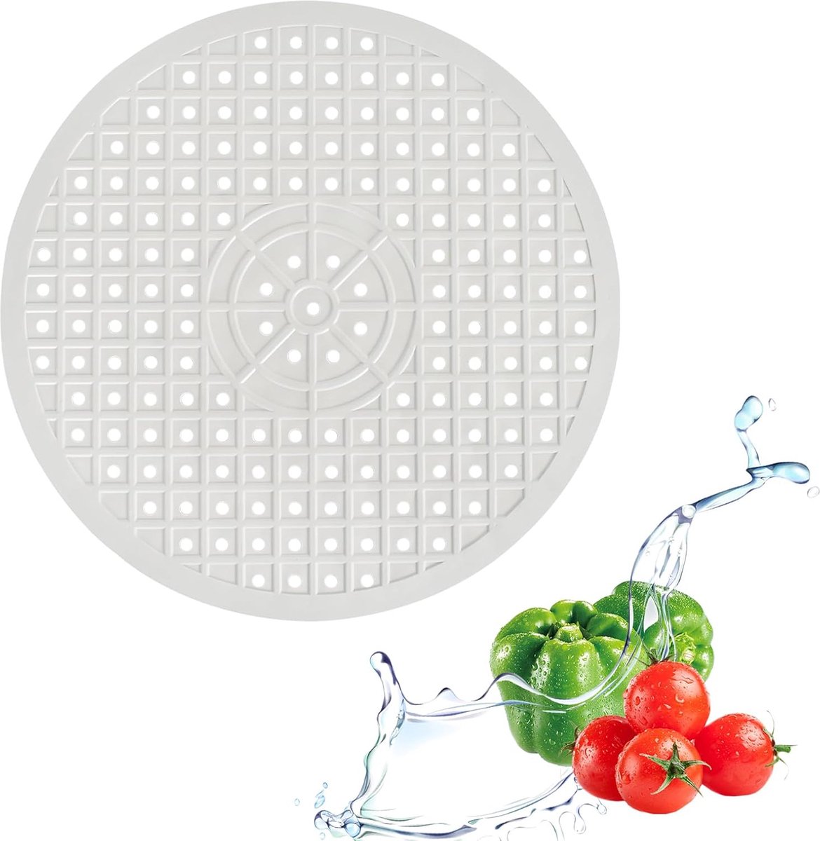 Sink Mat - ø 31 Cm - Sink Mats - For Sink - Round Sink Mat - Washbasin Mat - White Round Rubber Sink Mat - Tpr Material - Rubber Countertop Mat Sink - For Kitchen Sink Floor, Cutlery And Glassware - Washbasin Mat - White - 1 Piece - Image 1