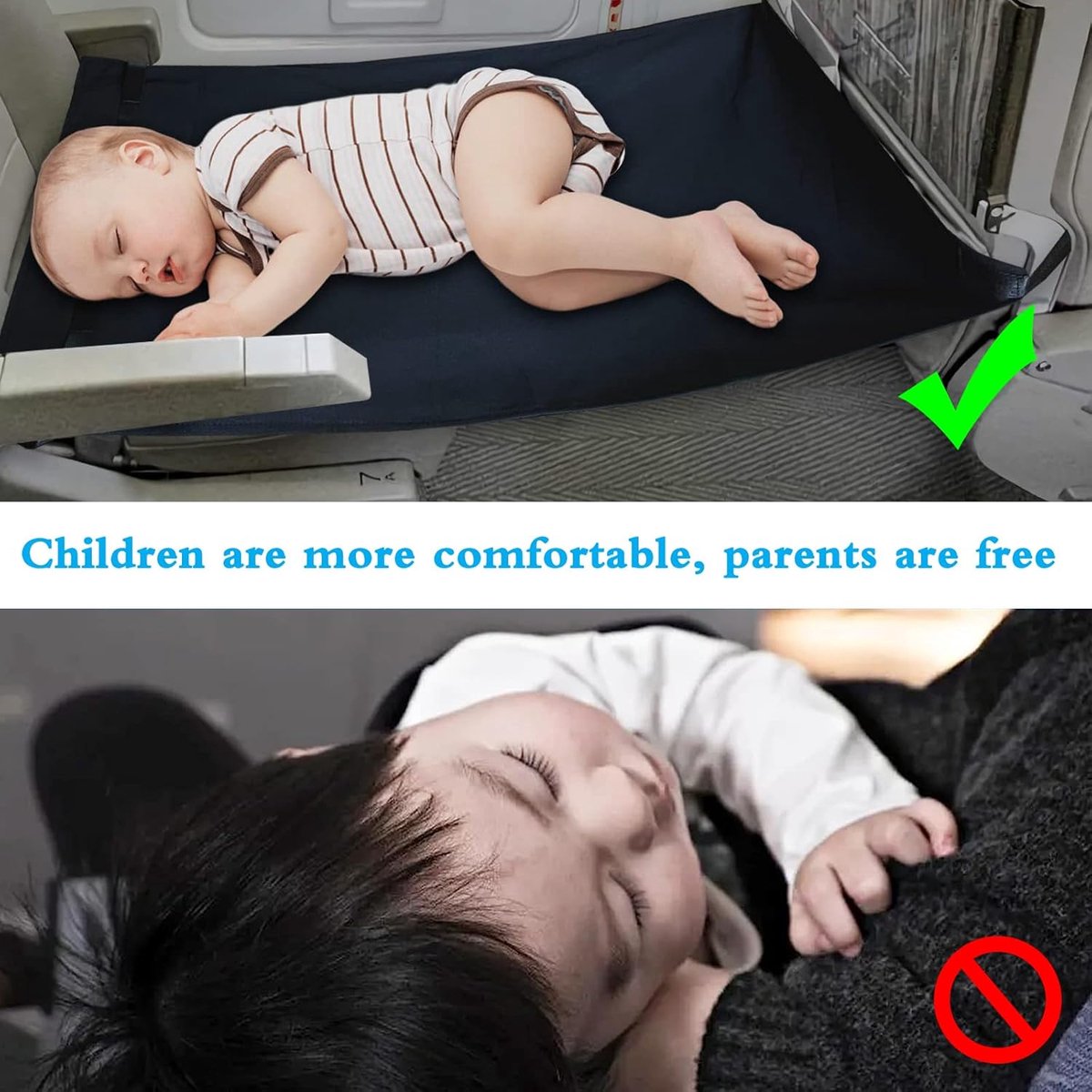 Airplane Bed - Baby Bed - Airplane Beds - Airplane Bed - Airplane Footrest - Must Have For Traveling - Ideal For Airplanes And Cars - Comfortable - Washable - Compact And Portable - Black - Image 2