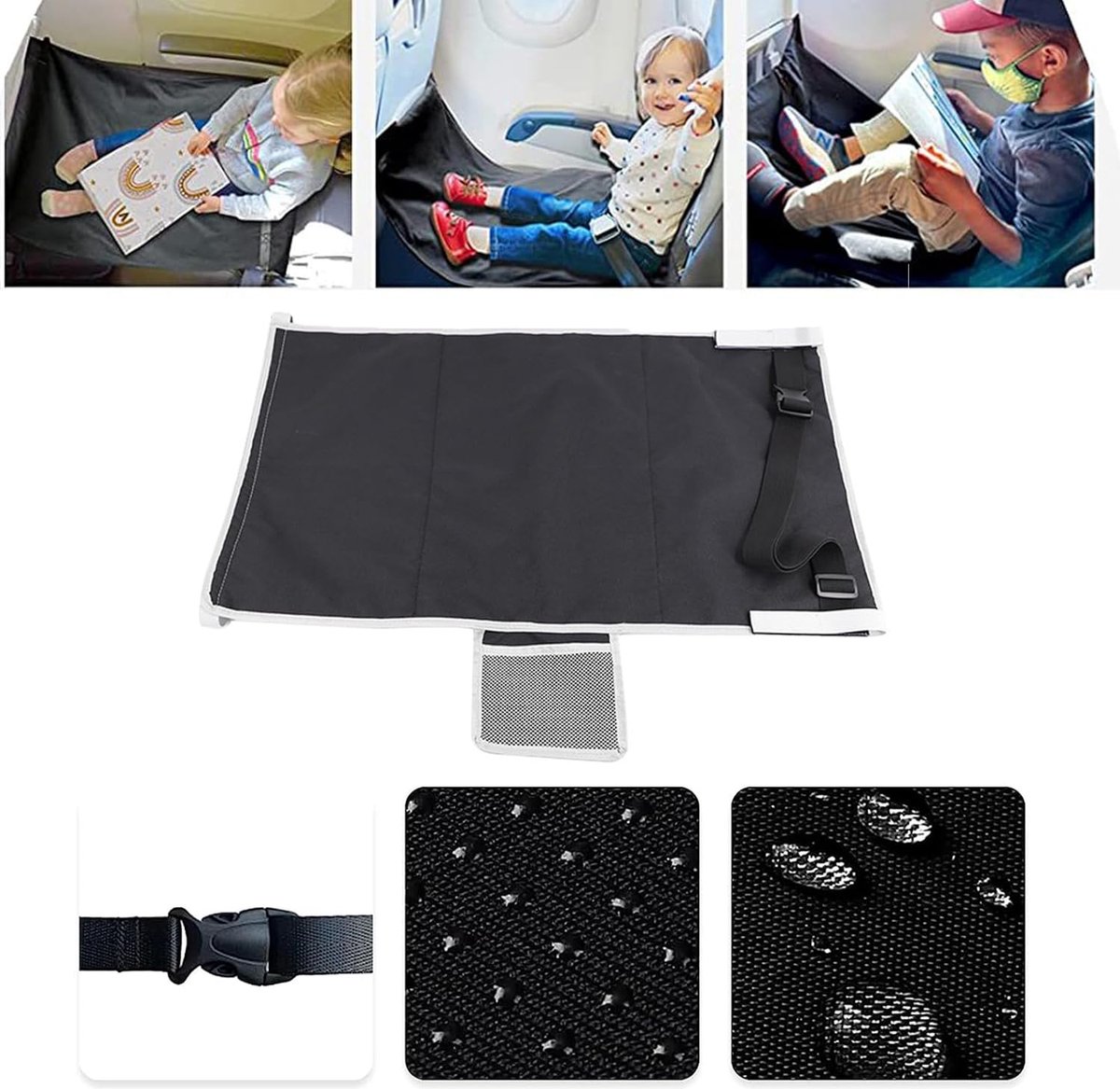 Airplane Bed - Baby Bed - Airplane Beds - Airplane Bed - Airplane Footrest - Must Have For Traveling - Ideal For Airplanes And Cars - Comfortable - Washable - Compact And Portable - Black - Image 3