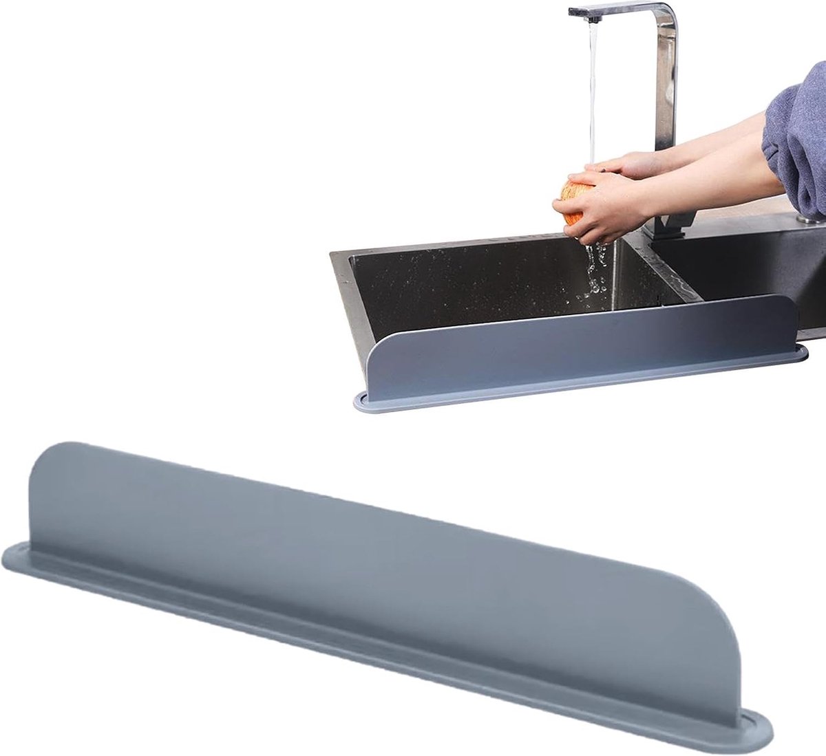 Sink Protection Mat - Countertop Accessories - Silicone Mat for Faucet - Sink - Drying Mat - Against Water - Kitchen Countertop Drying Mat - Kitchen Sink Splash Guard - For the Kitchen Faucet Basin - Reusable - Anti-Splash - Grey - Image 1