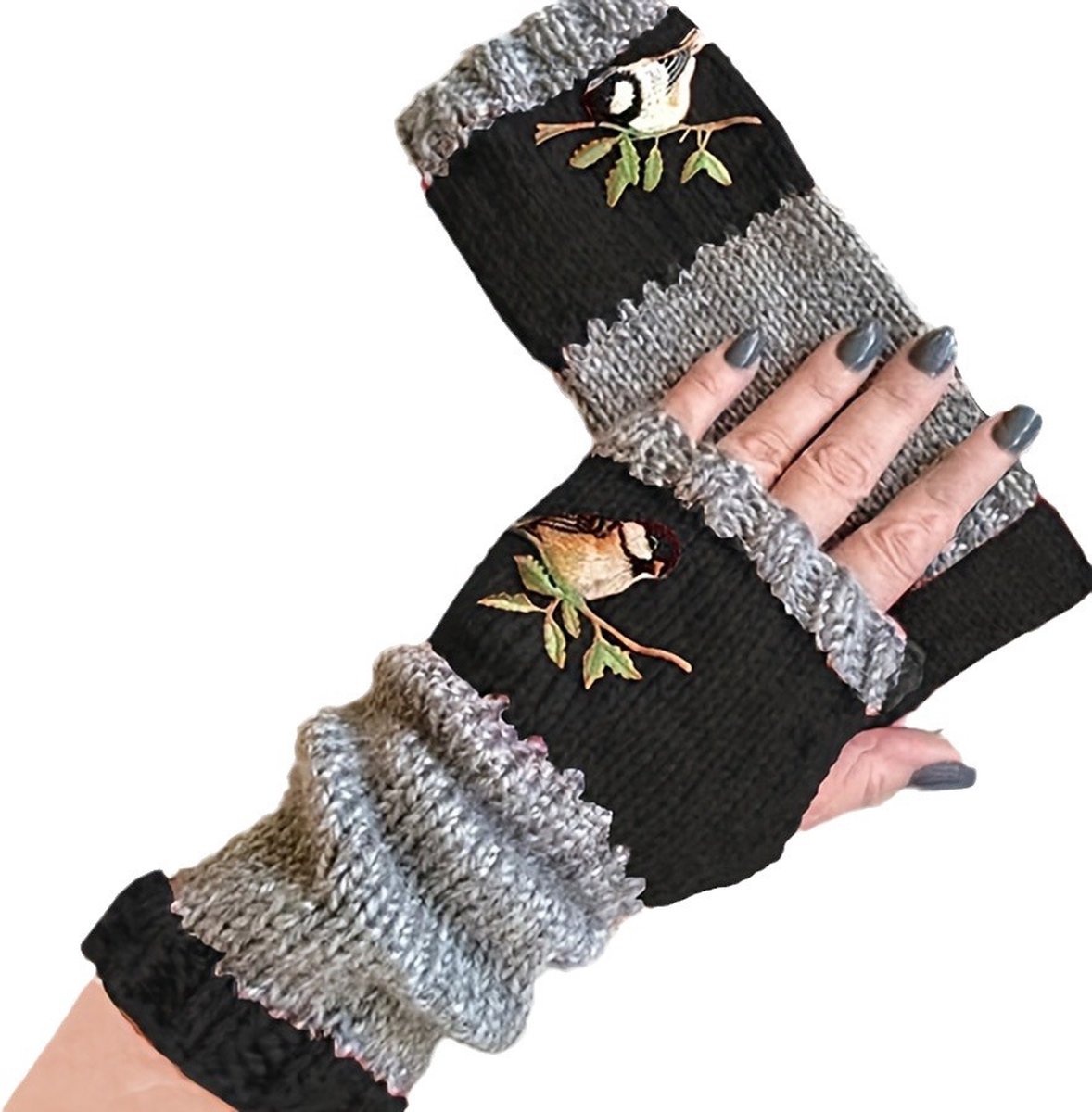 Wrist Warmers - Knitted Women's Fingerless Gloves - Wrist Warmers - Long Knitted Wrist Warmers - Fingerless Gloves - Gloves for Autumn & Winter - Black - 1 Pair - One Size - Image 1