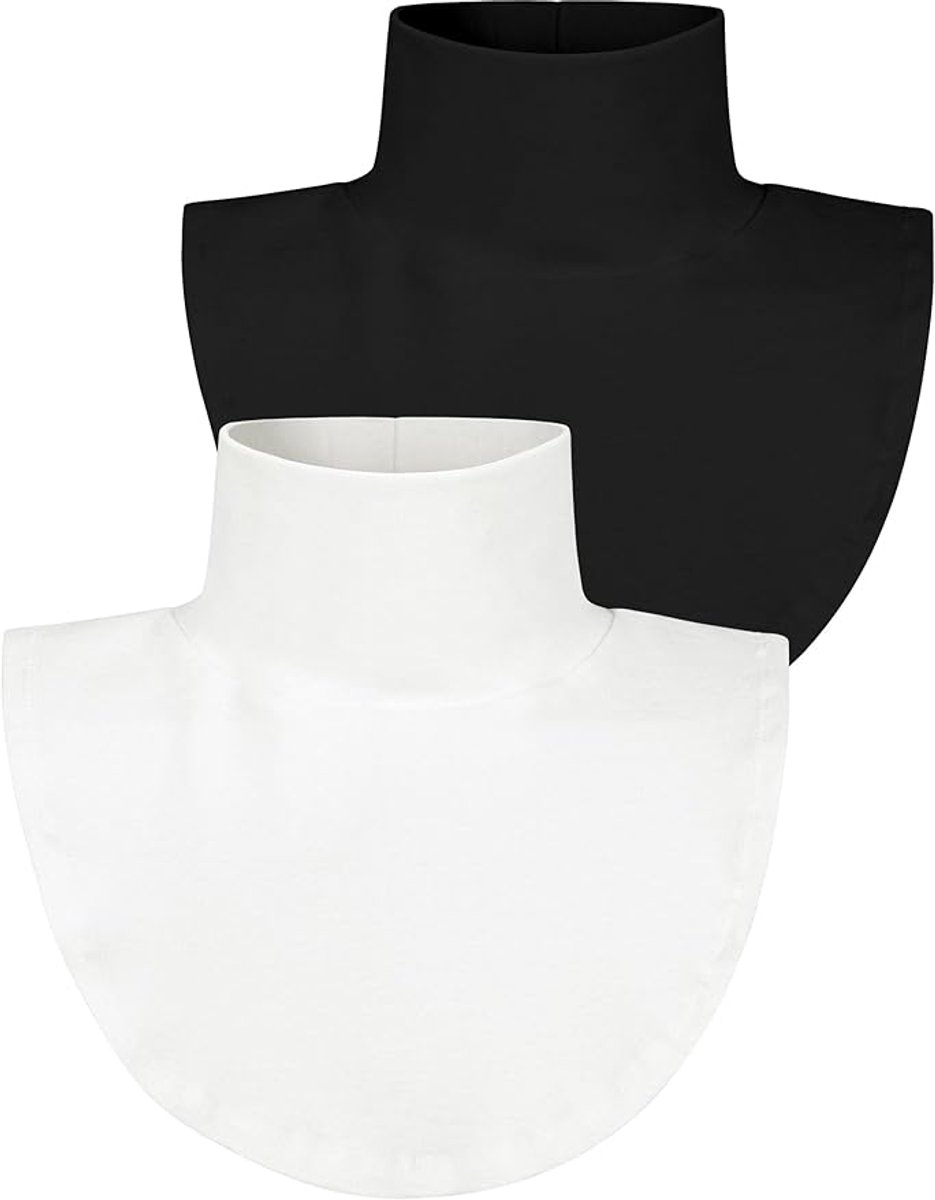 2 Pieces Faux Turtleneck Sweater Women - Windproof & Warm - Patch Turtleneck - Collars for Women - Faux Longneck Sweater - Faux Turtleneck - Fake Turtleneck - Turtleneck Collar - Turtleneck - One Size - Black and White - Women's Collar to Wear Under Somet - Image 1