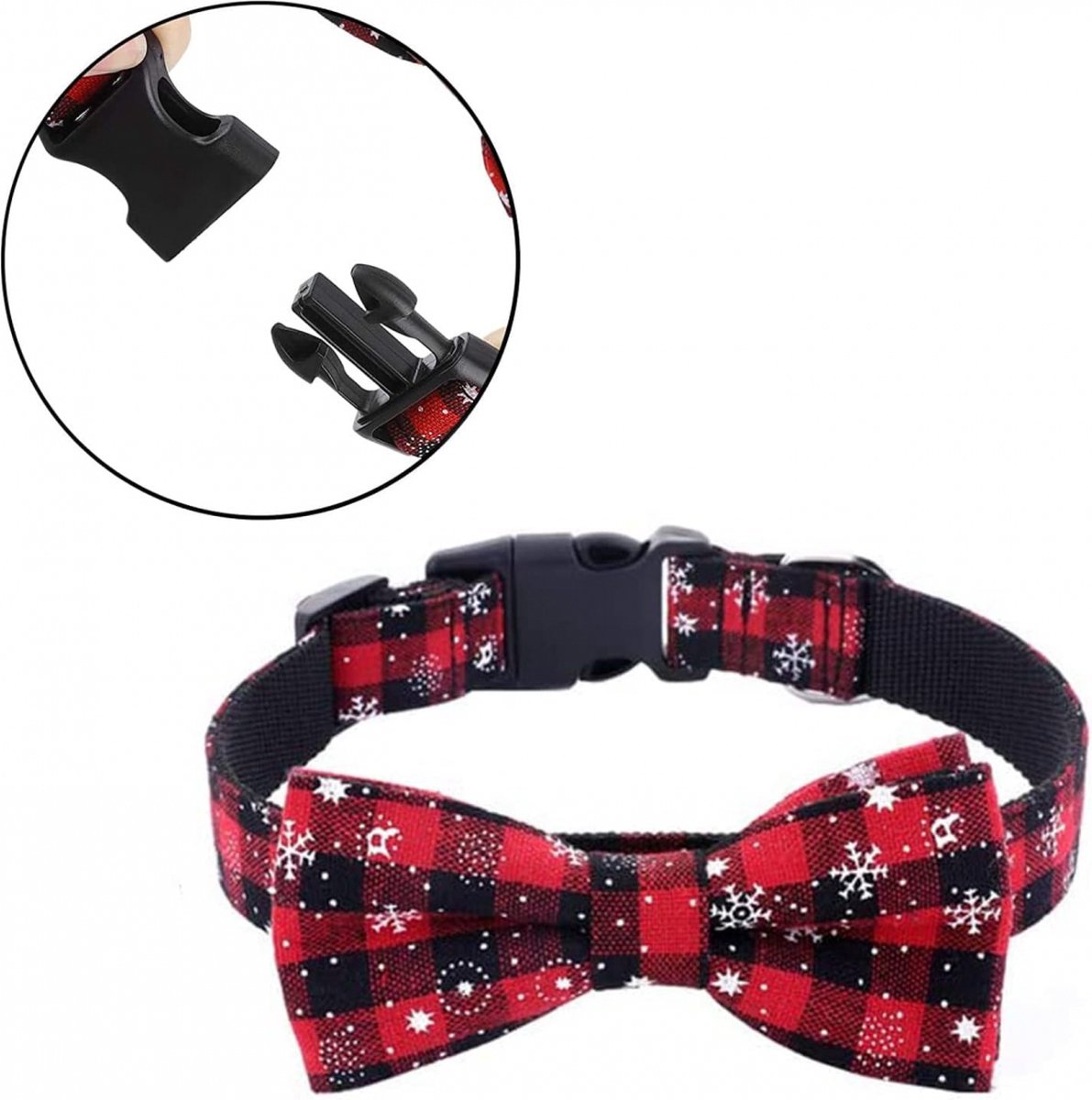 Christmas Dog Bow Tie - Festive Dog Bow Tie - Collar with Bow - Dog Collar - Red - Checkered Bowtie - Adjustable Neckline - Dog Accessories - Dog Clothing - Dogwear - Christmas - Gift - Size XL - Image 3