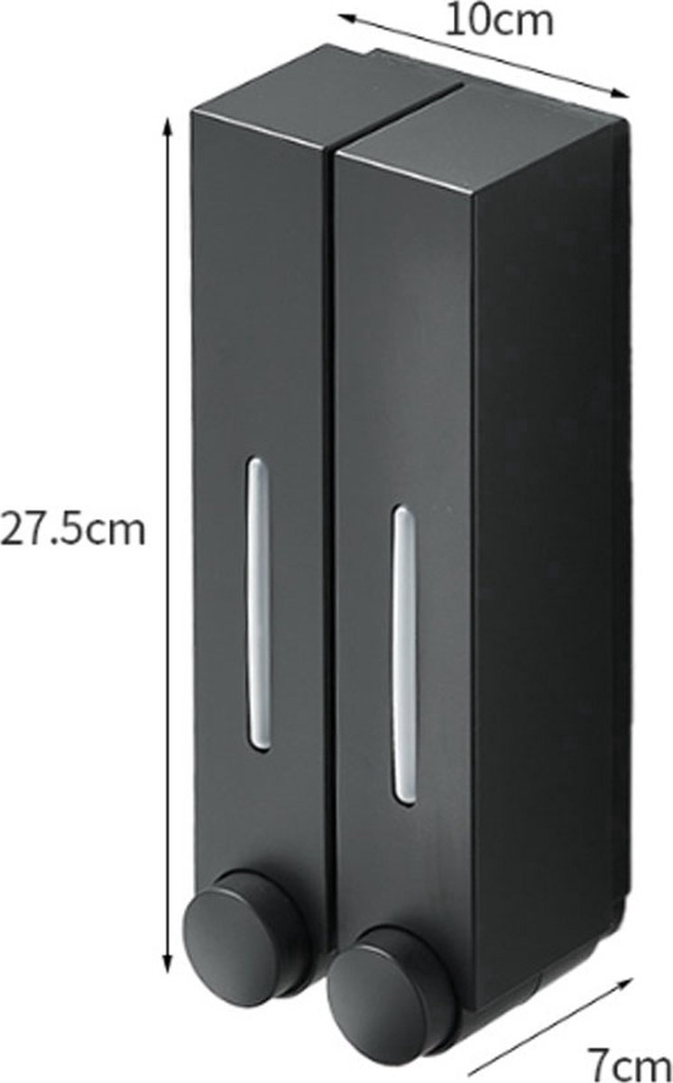 Shampoo Dispenser - Soap Dispenser - Soap Dispenser - ABS - Liquid Level Indicator - 2 Leak-Proof Reservoirs - 2x420ml - Push-Type - No Drilling Required - Soap Pump - Soap Pump - Hanging - Wall Mounting - Shower/Kitchen - Bathroom Accessory - Black - Dur - Image 2