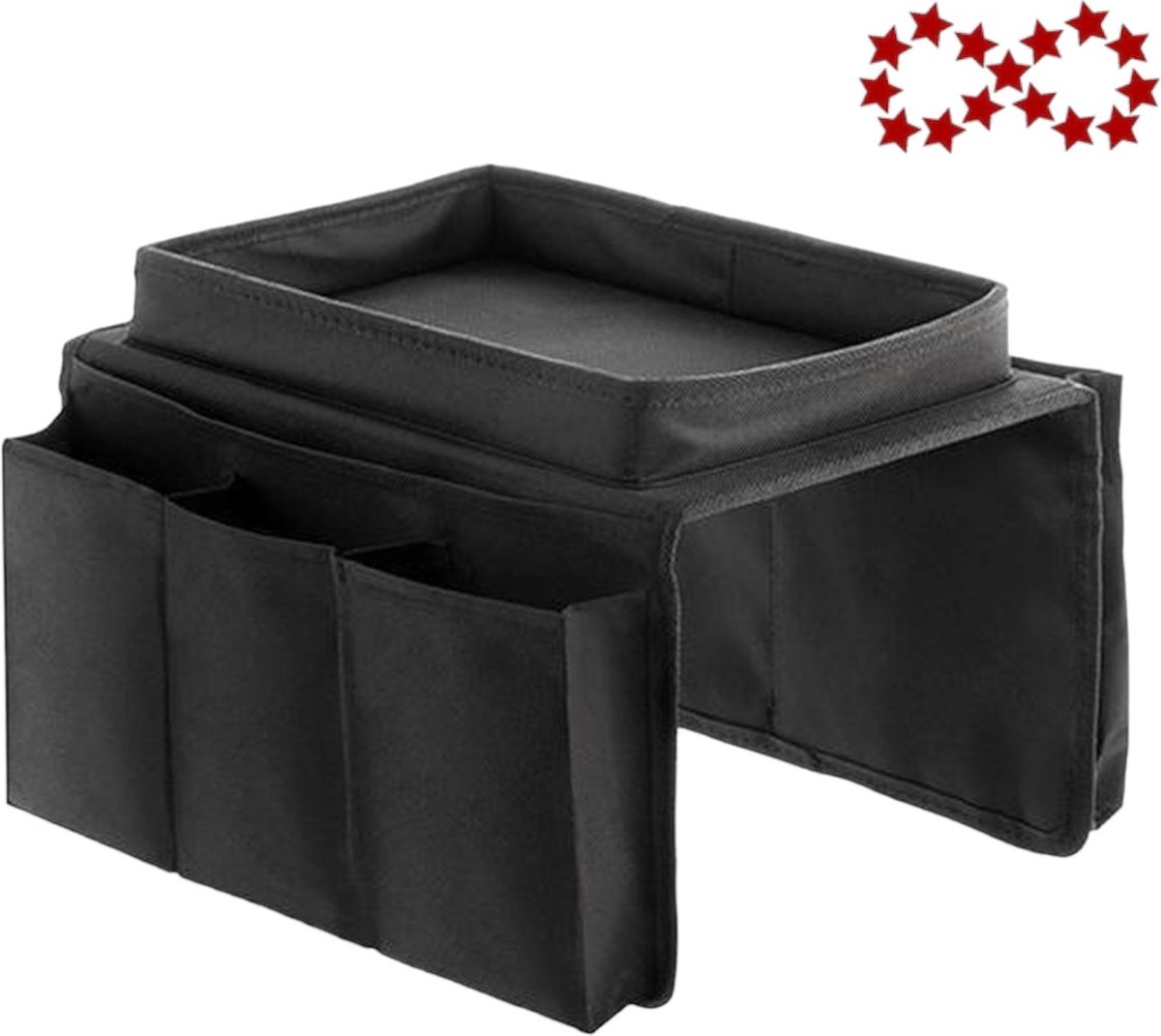 Sofa Tray with Organizer – Armrest Tray – Black - Image 1