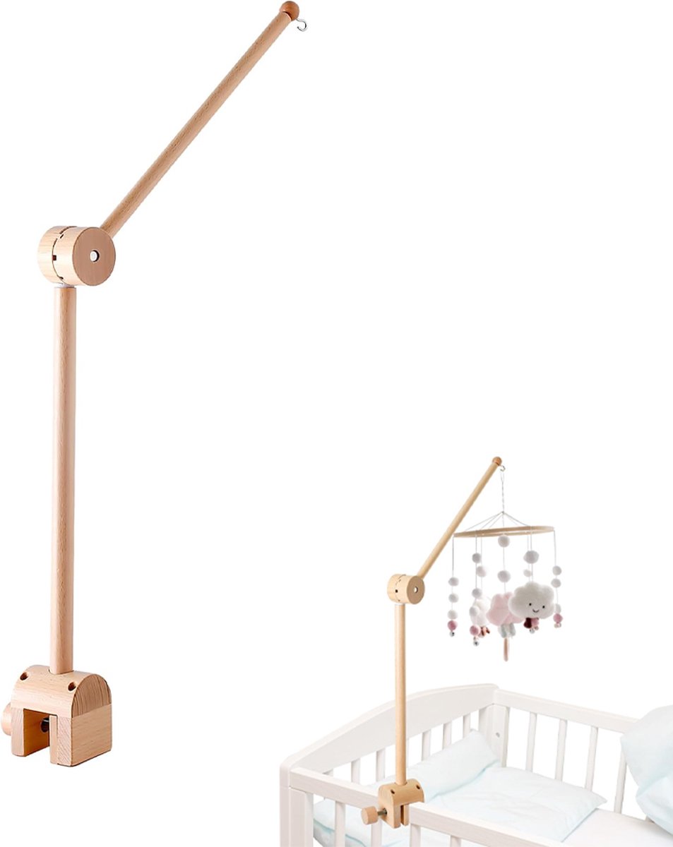 Playpen Mobile - Mobile Holder - Crib Mobile - Wooden Baby Mobile Holder - Wooden Musical Mobile Holder - Wooden Baby Mobile Holder - Wooden Playpen Mobile Holder - Baby Room Decoration - Adjustable Arm for Playpen - Easy to Mount - Adjustable - For Playp - Image 1