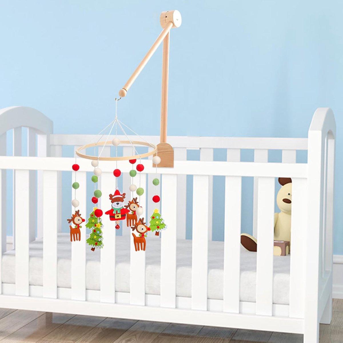 Playpen Mobile - Mobile Holder - Crib Mobile - Wooden Baby Mobile Holder - Wooden Musical Mobile Holder - Wooden Baby Mobile Holder - Wooden Playpen Mobile Holder - Baby Room Decoration - Adjustable Arm for Playpen - Easy to Mount - Adjustable - For Playp - Image 2