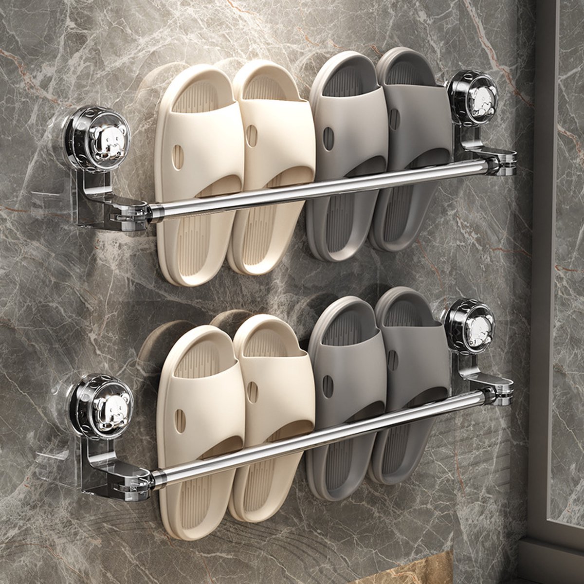 Towel Bar - Extendable Towel Holder 30-60 Cm - Bathroom Towel Rack - Towel Holder - Suction Cup No Drilling - For Bathroom, Kitchen - Swivel - Corner Towel Rack - Wall Mounting - Image 2