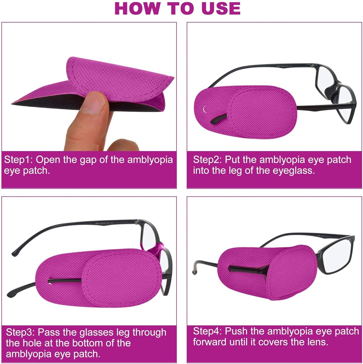 Eye Patch - 12 Pieces - Eye Patch - Eye Treatment - Reusable - For Lazy Eye Or After Surgery - Laser Eye Surgery - Lazy Eye - Amblyopia - Strabismus - Improve Vision - Eyepatch - Eye Covering - Children And Adults - 122 X 57mm - Black/ Blue/ Purple - Image 5