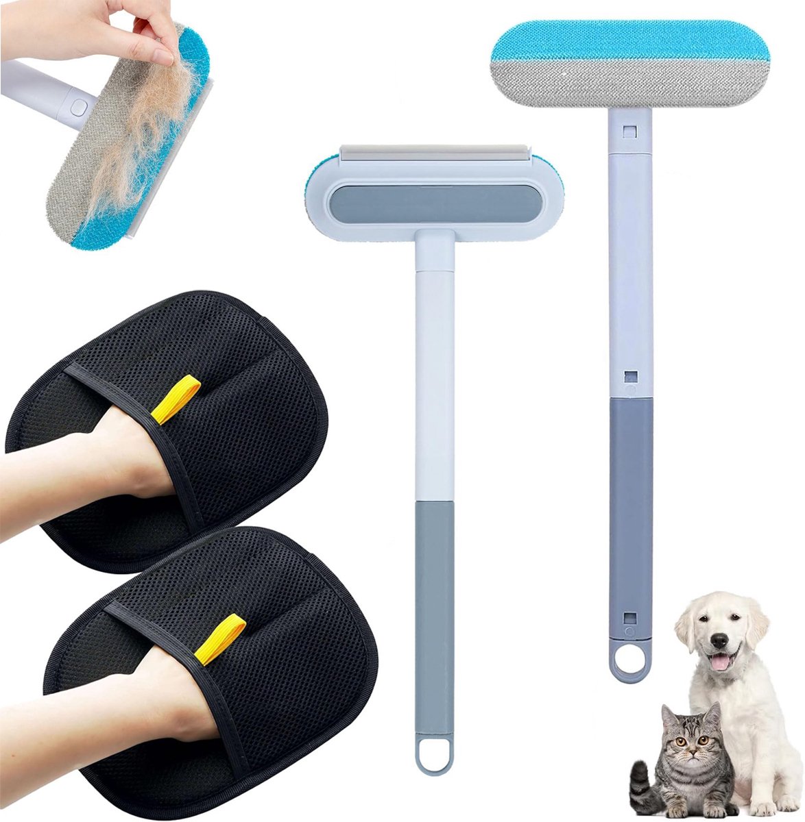 Set of 4 - Pet Silent Hair Removal Gloves - Pet Hair Removal Brush - Pet Grooming Glove - Hair Removal Gloves - Soft Deshedding Brush - Reusable - For Pets and Furniture - Long/Short Hair - Image 1