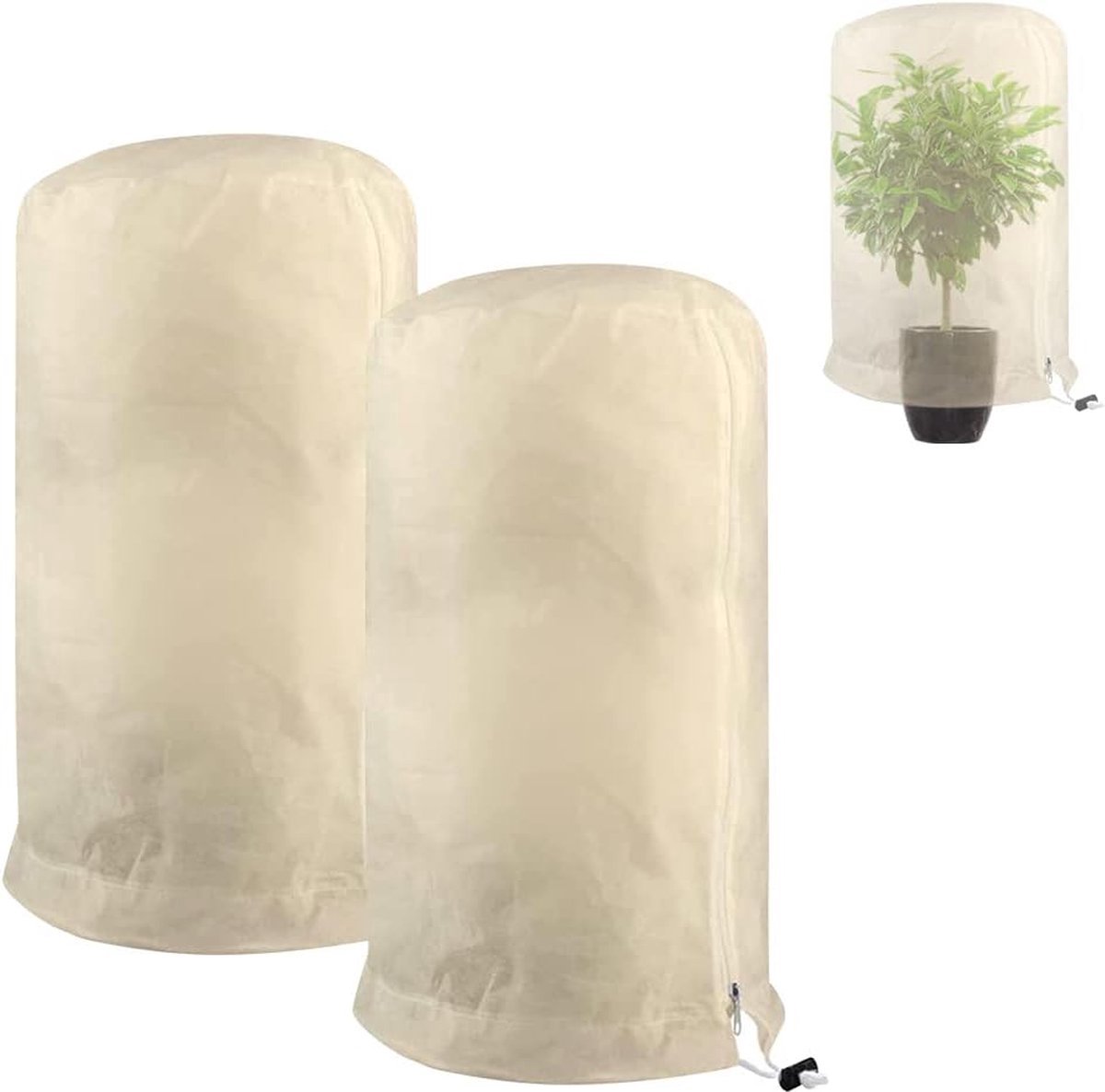 Frost Protection Plant Cover - 2 Pieces - Plant Cover - Frost Non-Woven Fabric - Plant Protective Covers - Plant Protection - Winter Protective Cover Tree/Plant - 60x80cm - Frost Protection Cover Plants - Winter Cover - Durable - Zipper - UV Permeable - Image 1