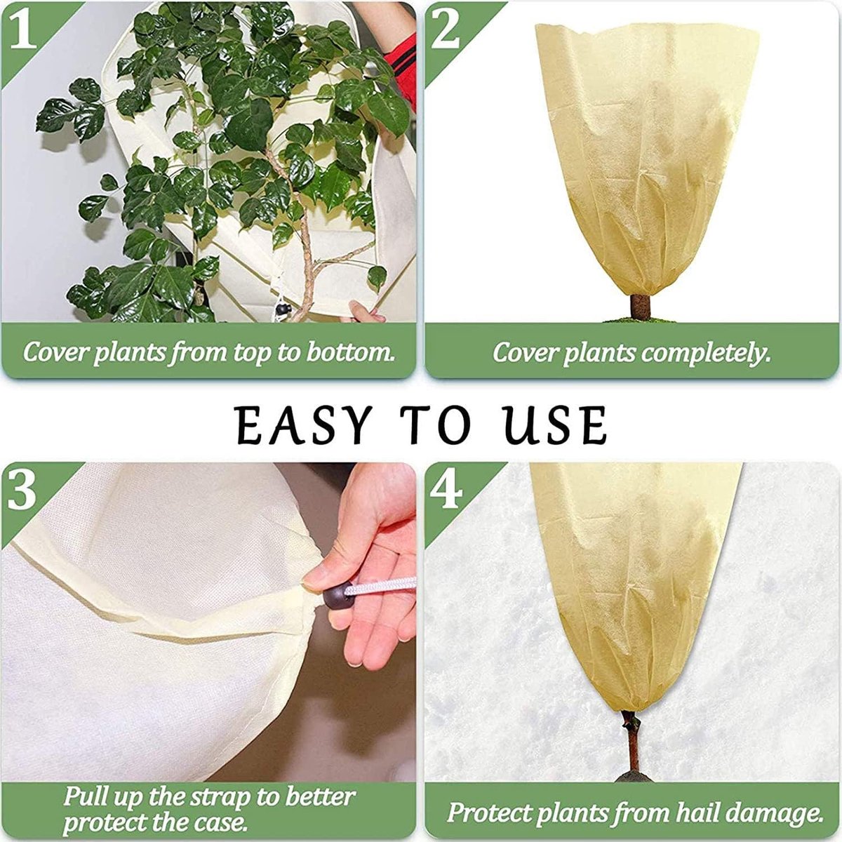 Frost Protection Plant Cover - 2 Pieces - Plant Cover - Frost Non-Woven Fabric - Plant Protective Covers - Plant Protection - Winter Protective Cover Tree/Plant - 60x80cm - Frost Protection Cover Plants - Winter Cover - Durable - Zipper - UV Permeable - Image 4